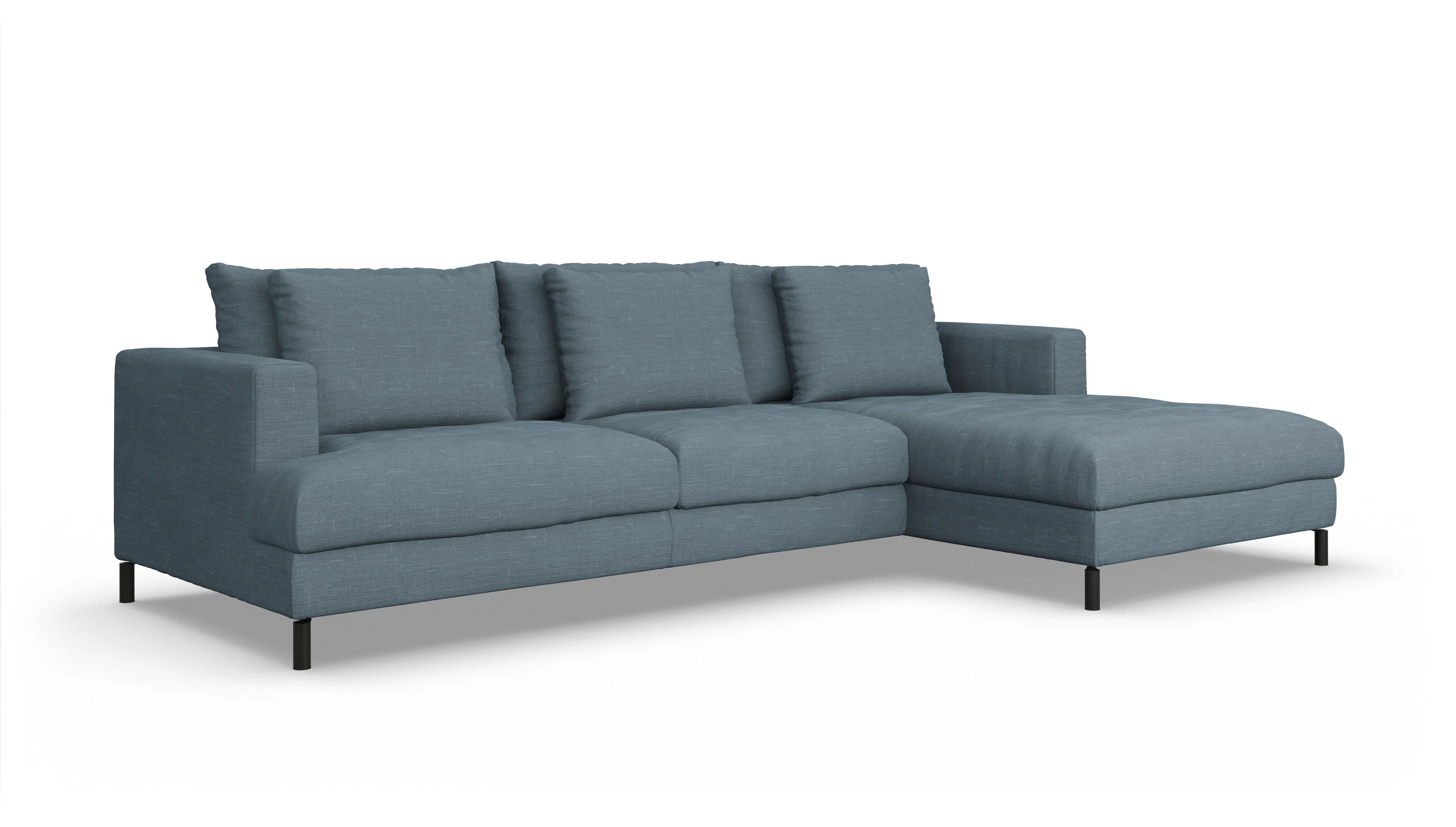 Ansicht des Produktes Faro Sofa mit Rec rechts in Stoff blau