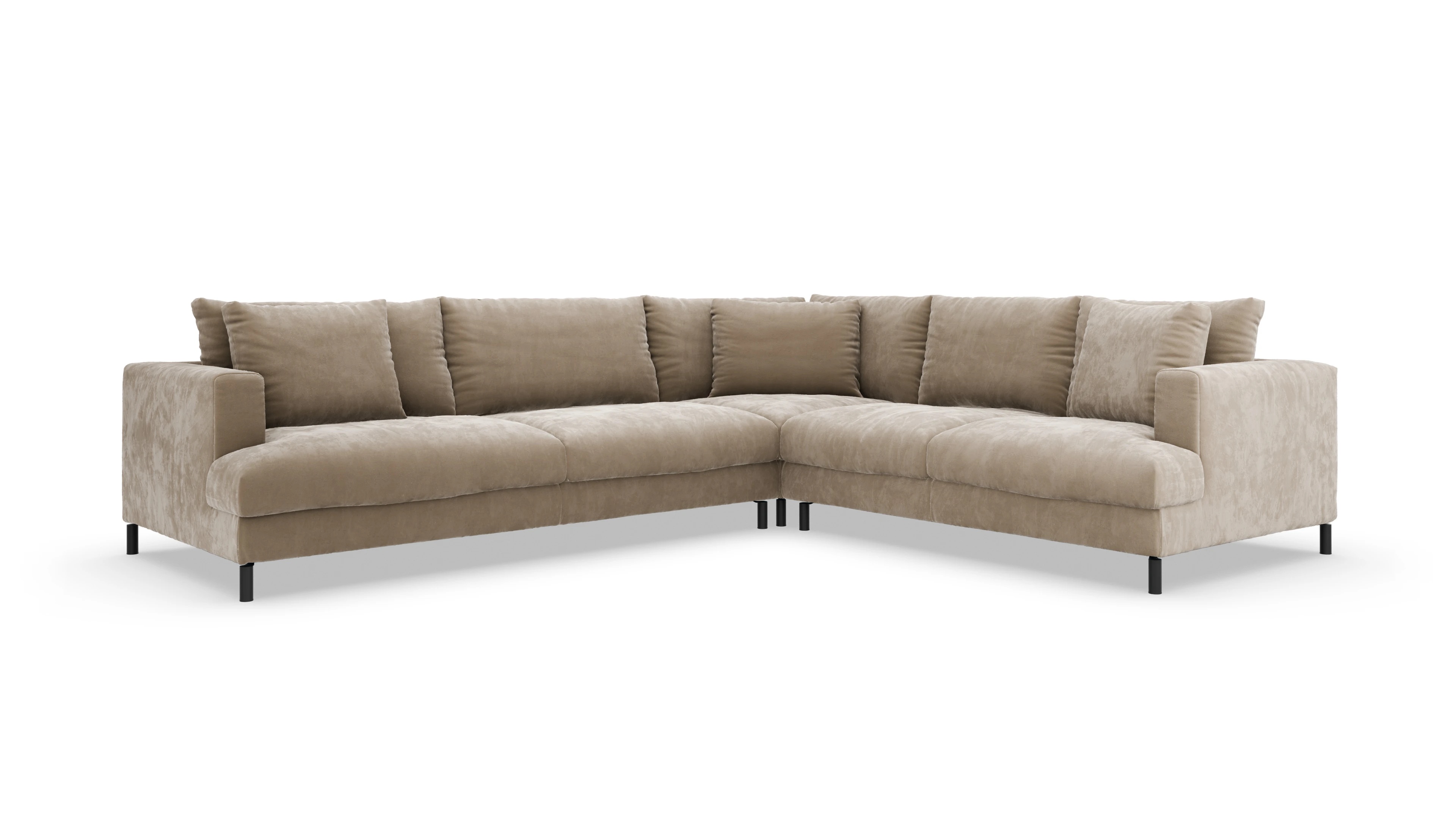 Sofa Faro in Stoff Ansicht des Produktes Faro Ecksofa Rechts in Samt beige