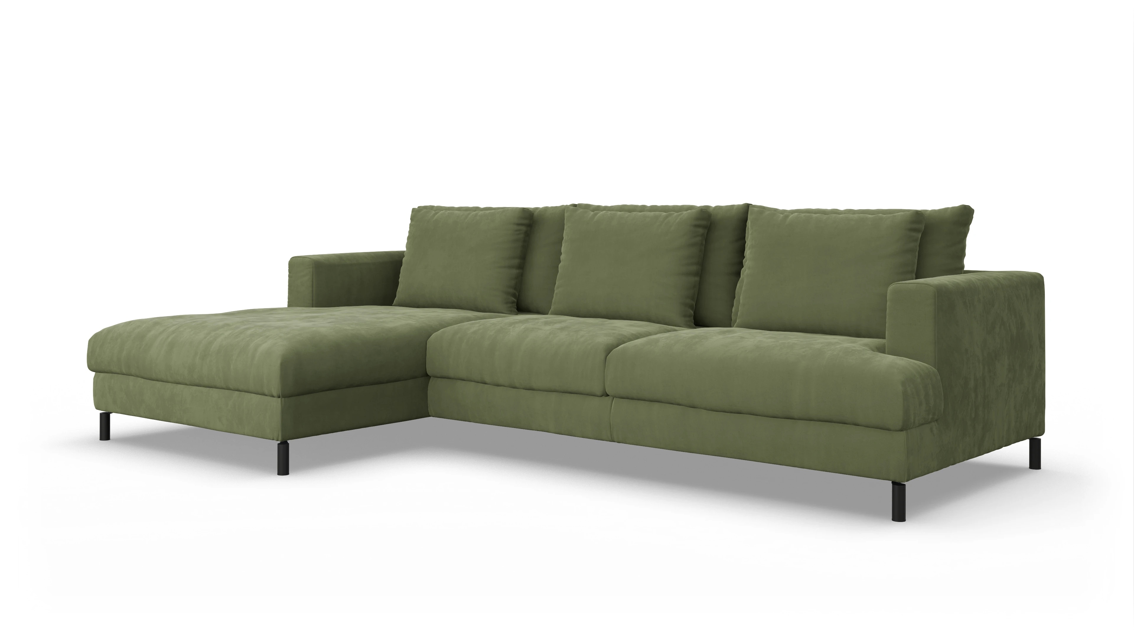 Ansicht des Produktes Faro Sofa mit Rec links in Samt grün