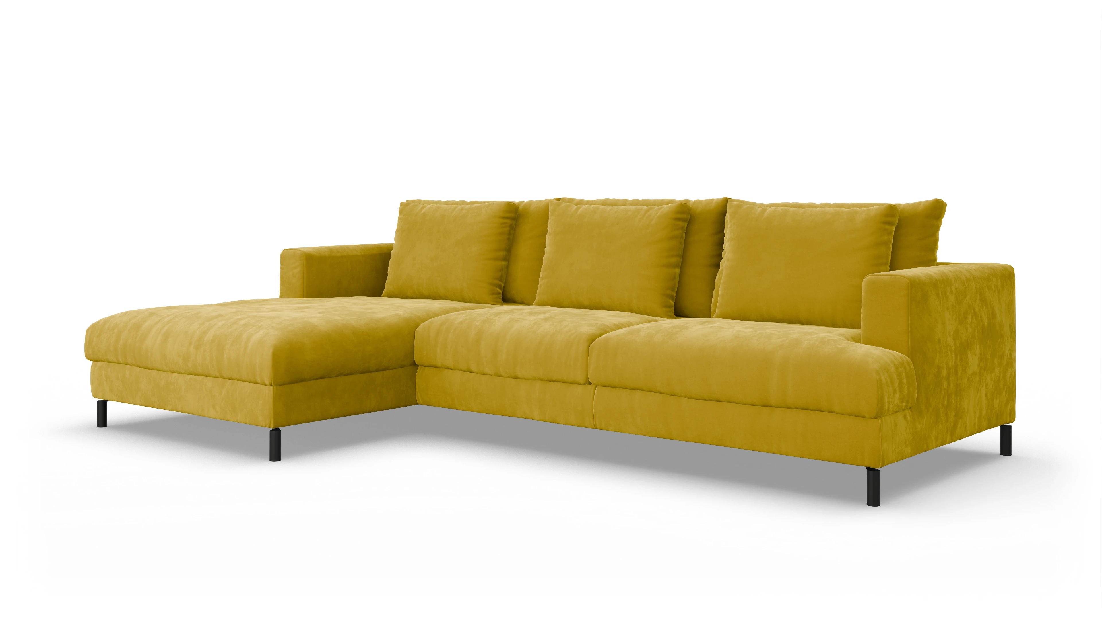 Ansicht des Produktes Faro Sofa mit Rec links in Samt gelb