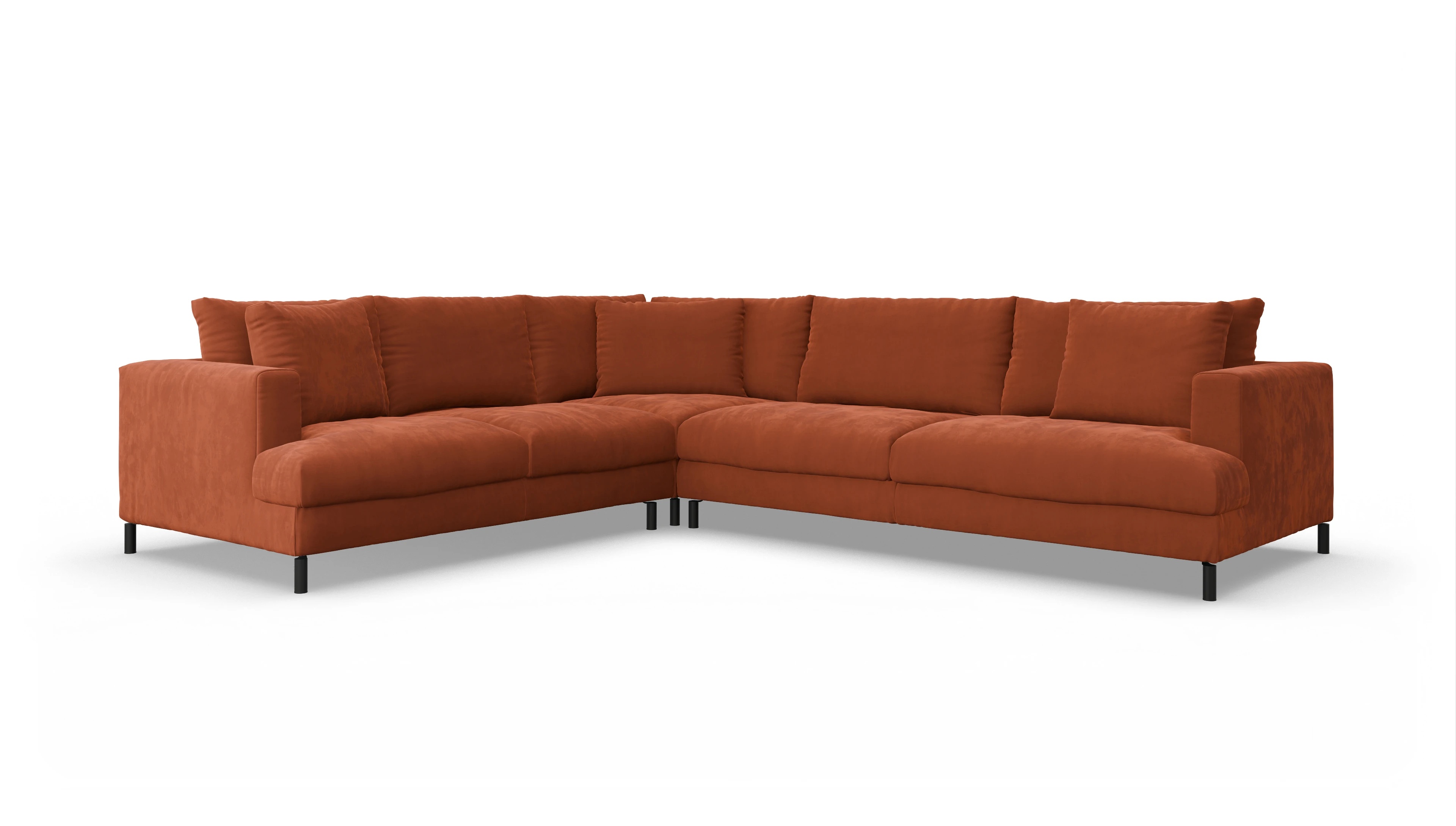 Ansicht des Produktes Faro Ecksofa Links in Samt orange