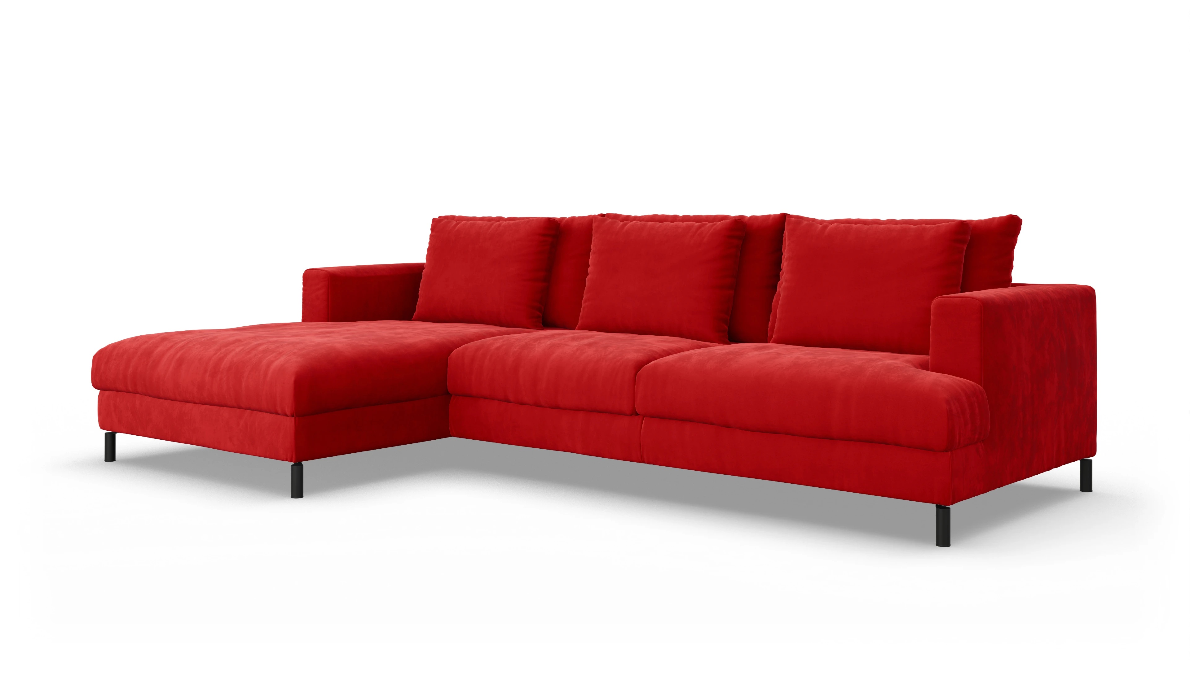 Ansicht des Produktes Faro Sofa mit Rec links in Samt rot