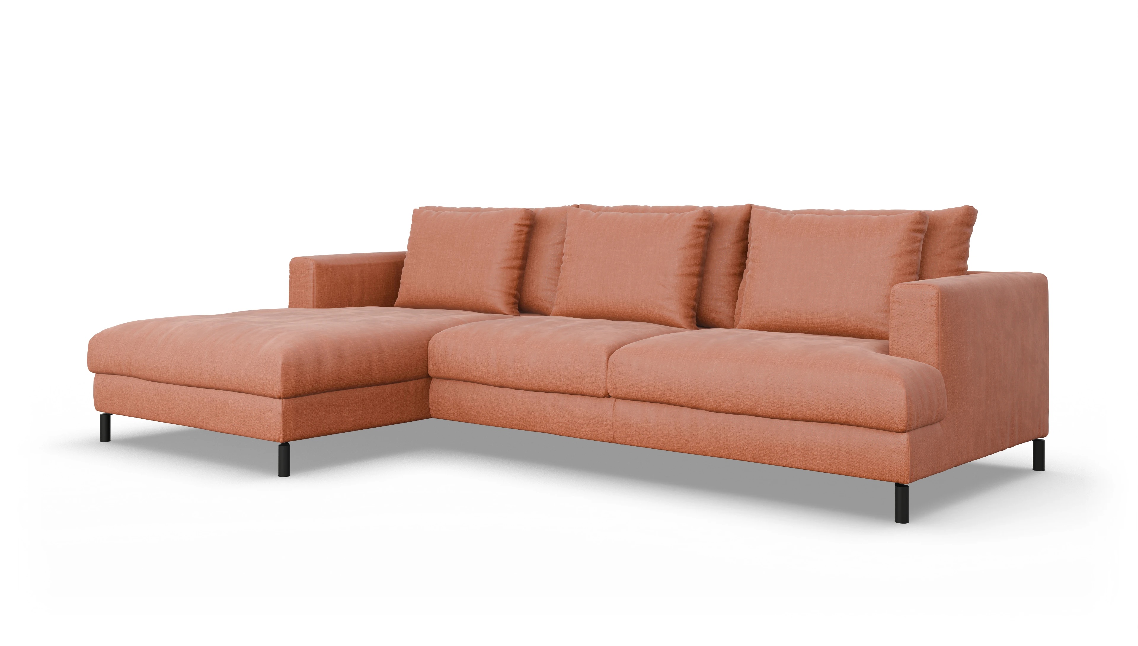 Ansicht des Produktes Faro Sofa mit Rec links in Stoff orange