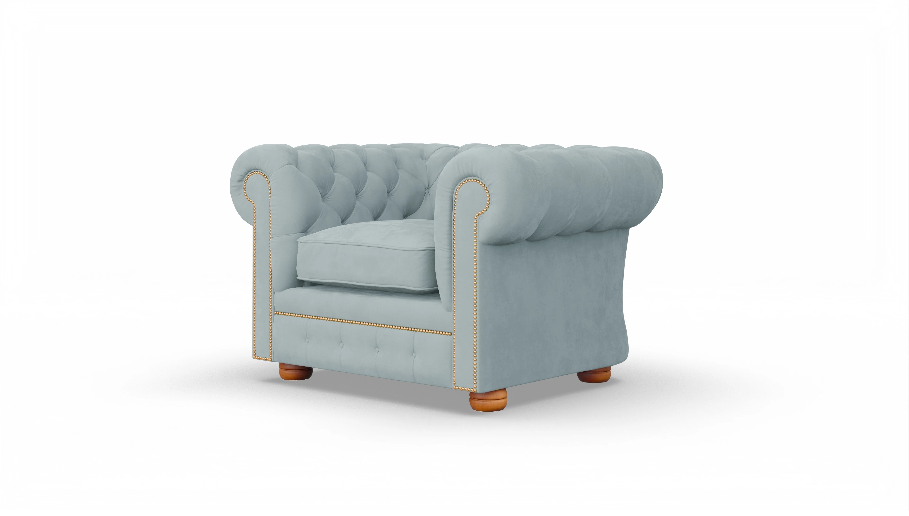 Chesterfield Samtsessel William Ansicht des Produktes William Sessel in Samt blau