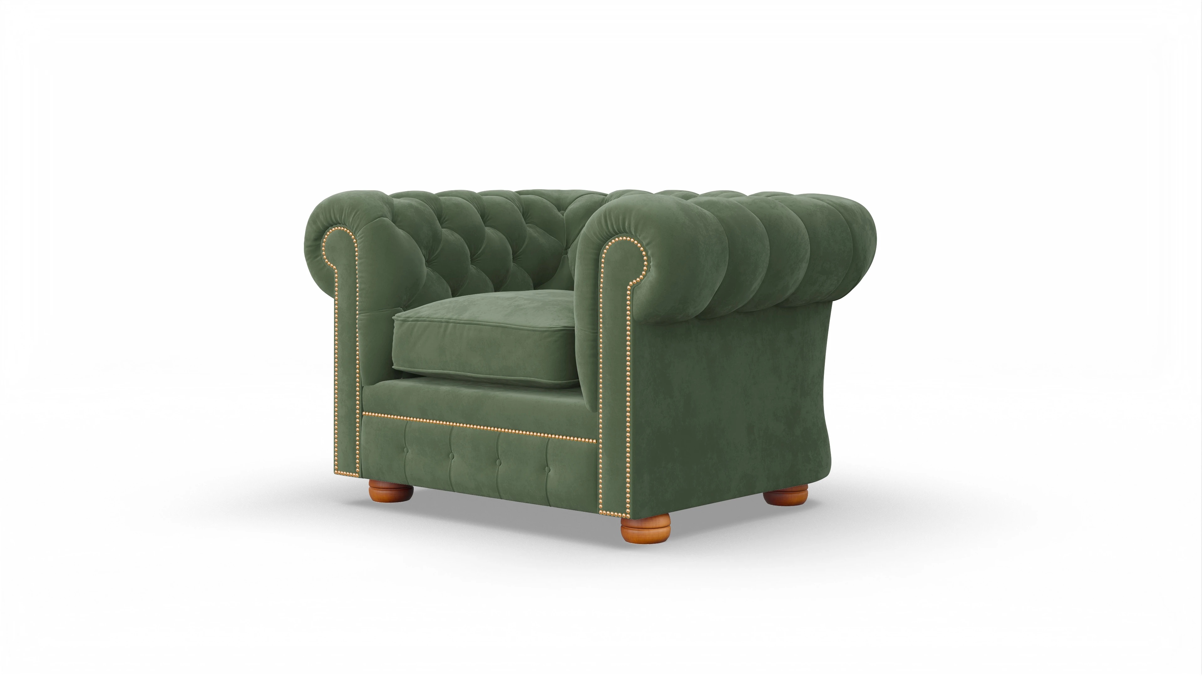 Chesterfield Samtsessel William Ansicht des Produktes William Sessel in Samt grün