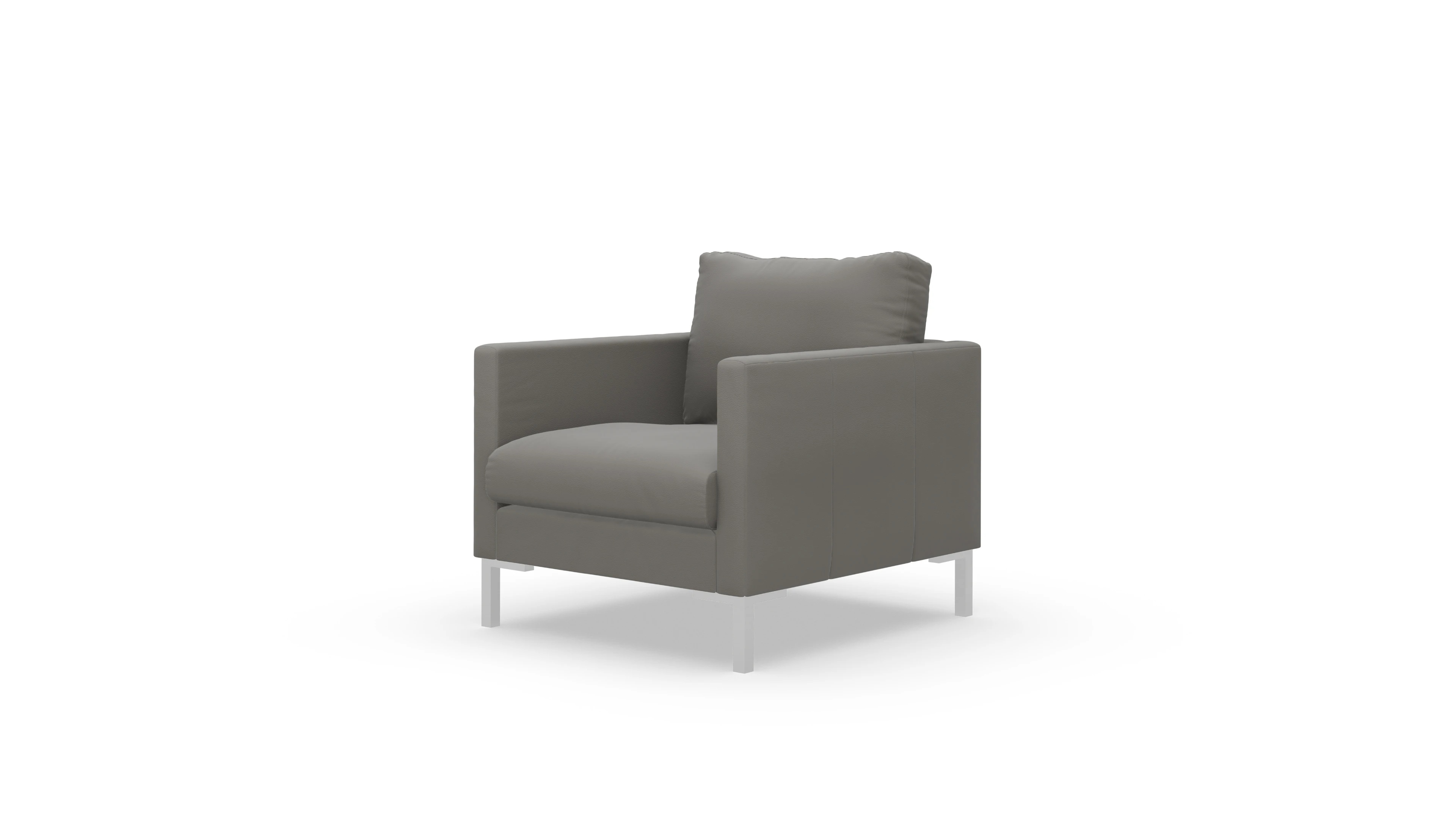 Designer-Sessel Jacobsen in Leder Ansicht des Produktes Jacobsen Sessel in Leder grau