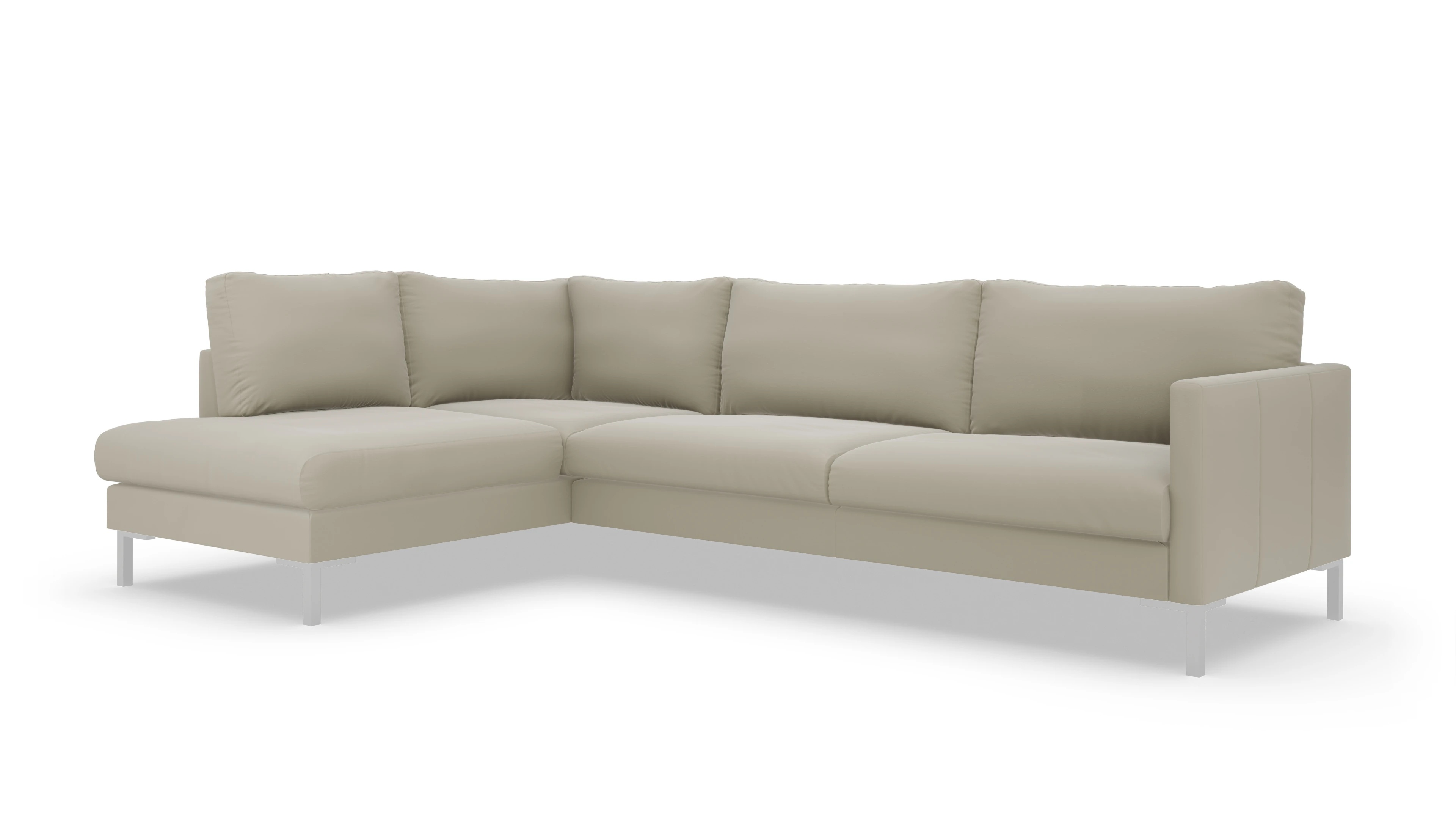 Designer-Sofa Jacobsen in Leder Ansicht des Produktes Jacobsen Sofa mit Rec links in Leder beige