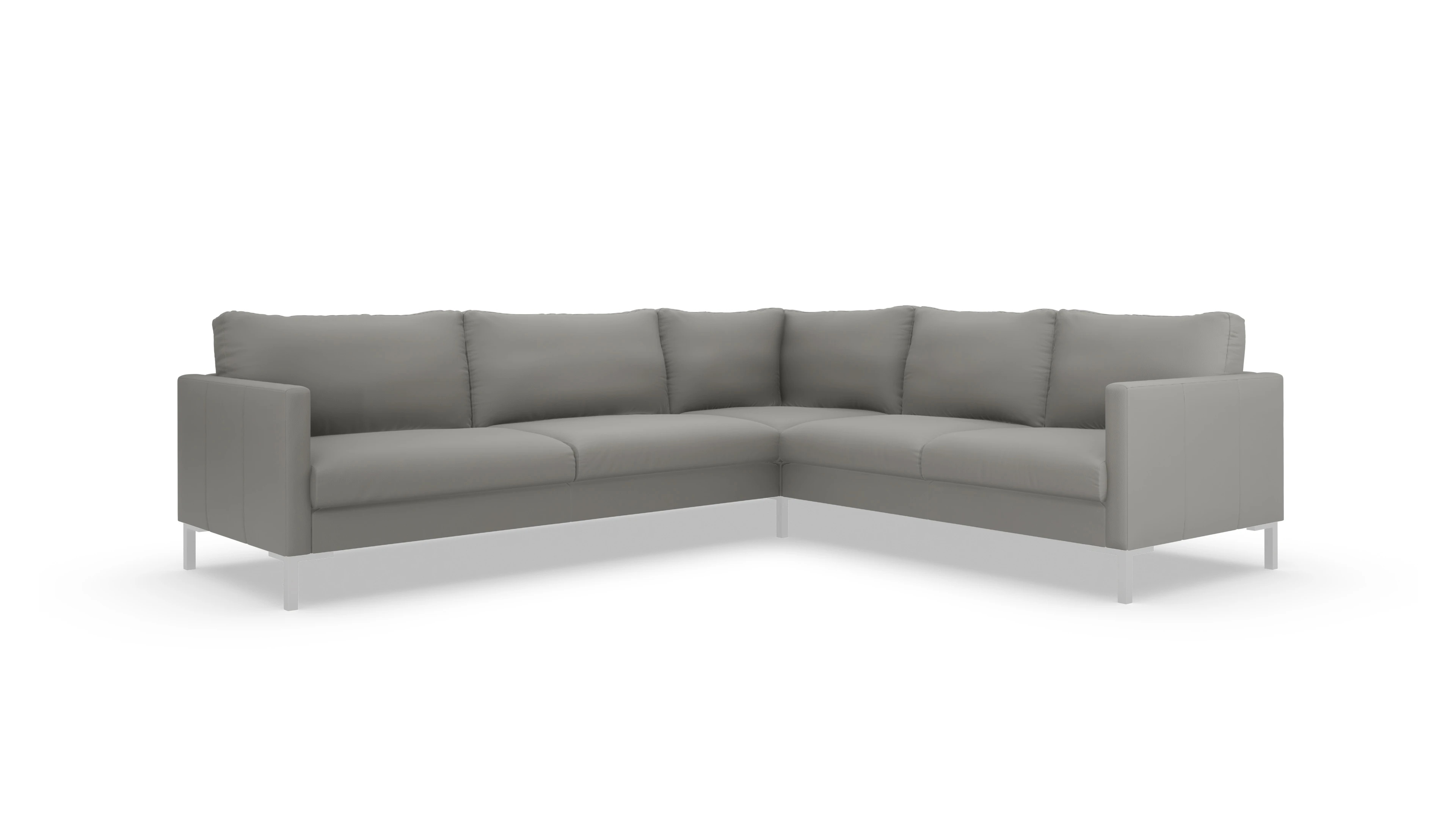 Designer-Sofa Jacobsen in Leder Ansicht des Produktes Jacobsen Ecksofa Rechts in Leder grau