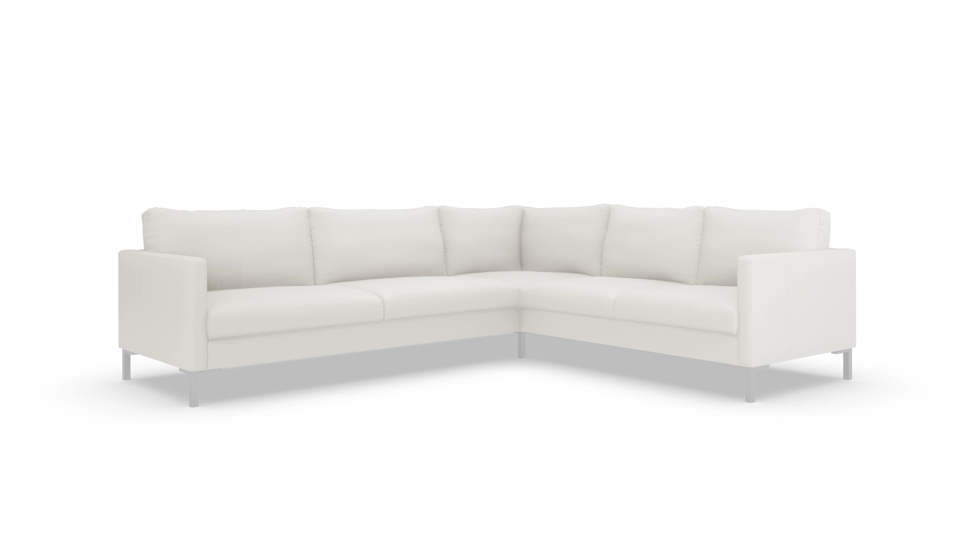 Designer-Sofa Jacobsen in Leder Ansicht des Produktes Jacobsen Ecksofa Rechts in Leder weiß