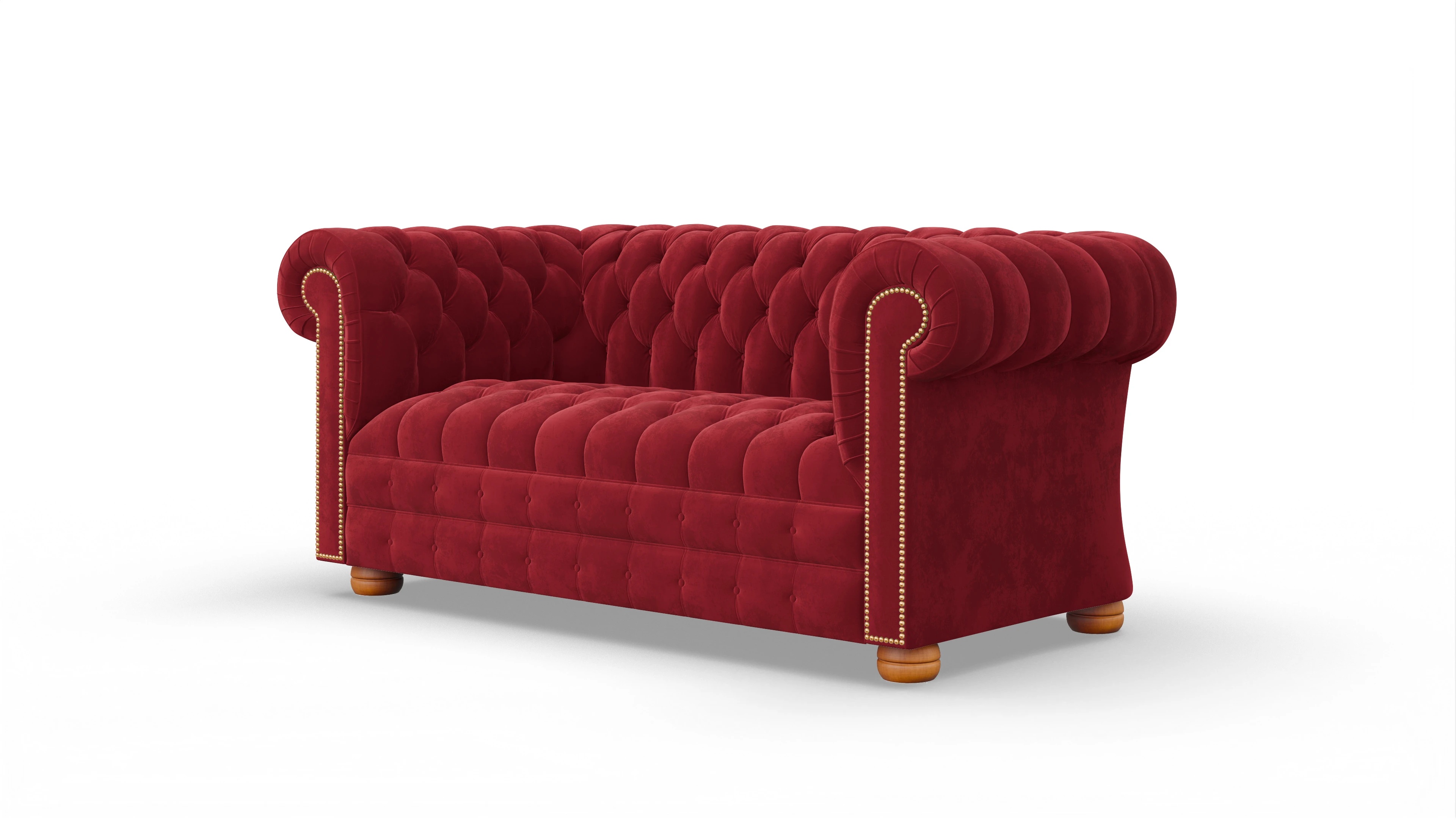 Chesterfield Samtsofa Osmond Ansicht des Produktes Osmond 2-Sitzer in Samt rot