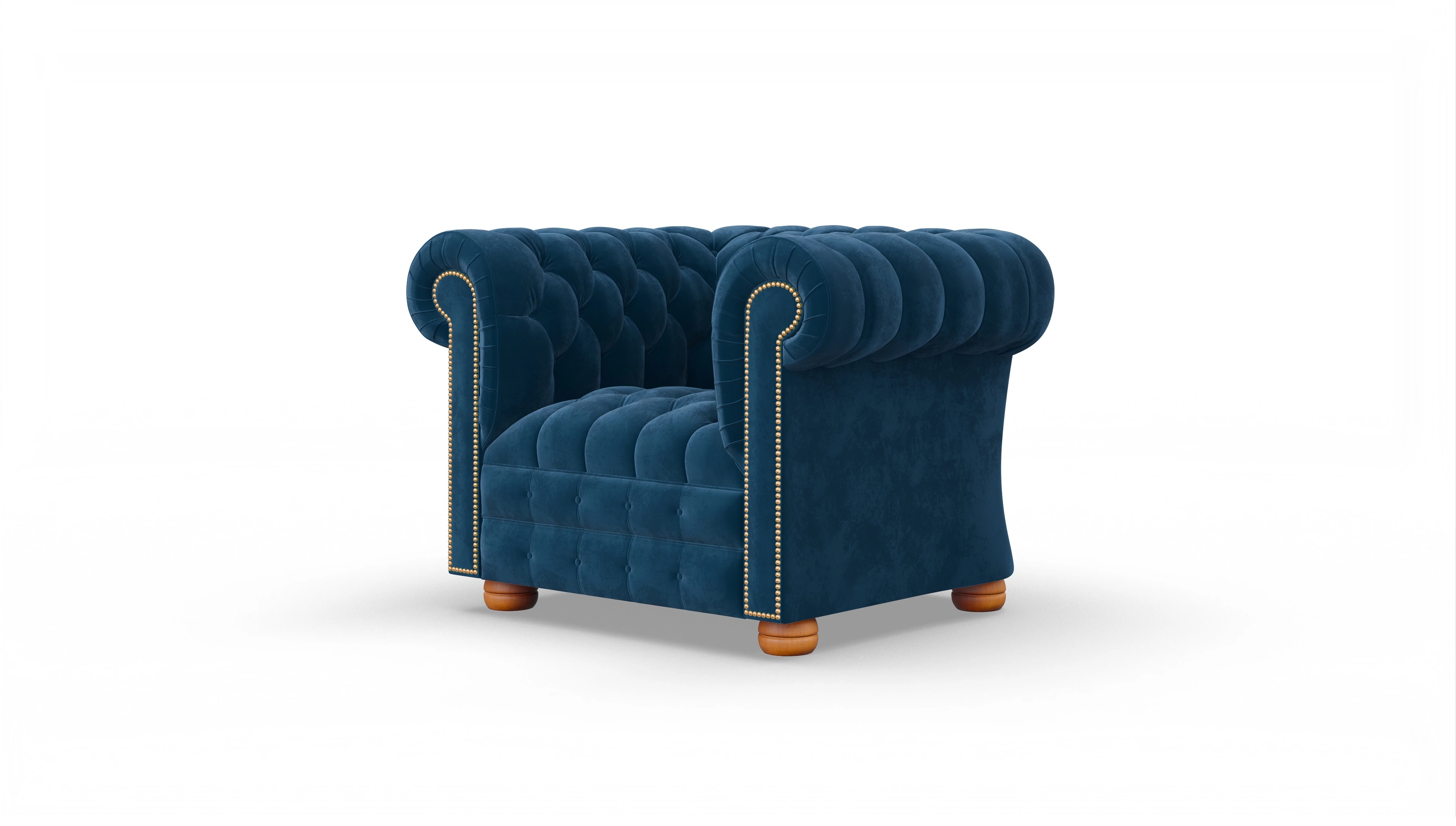 Chesterfield Samtsessel Osmond Ansicht des Produktes Osmond Sessel in Samt blau
