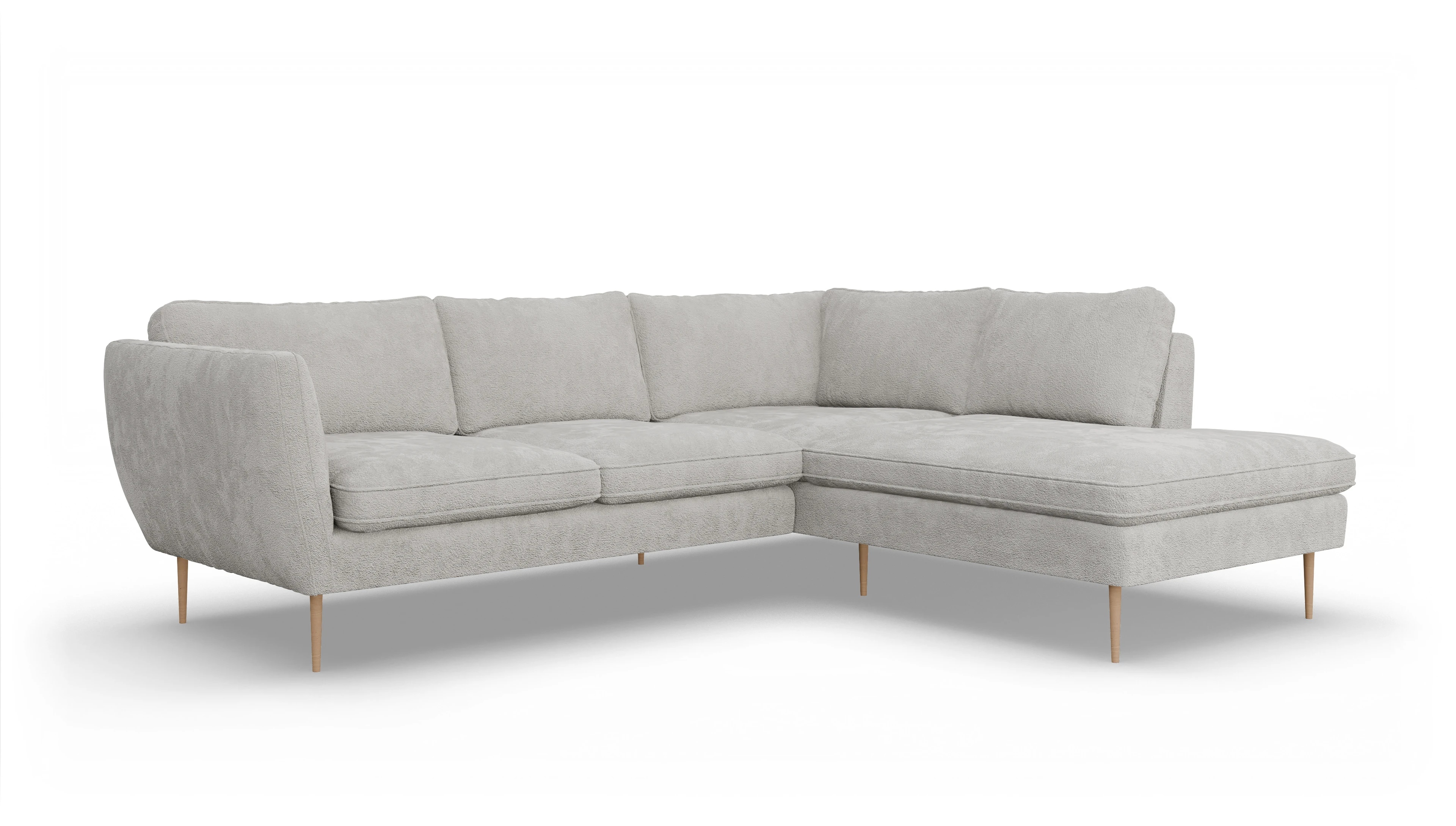 Ansicht des Produktes Karlsen Sofa mit Ottomane rechts in Stoff weiß