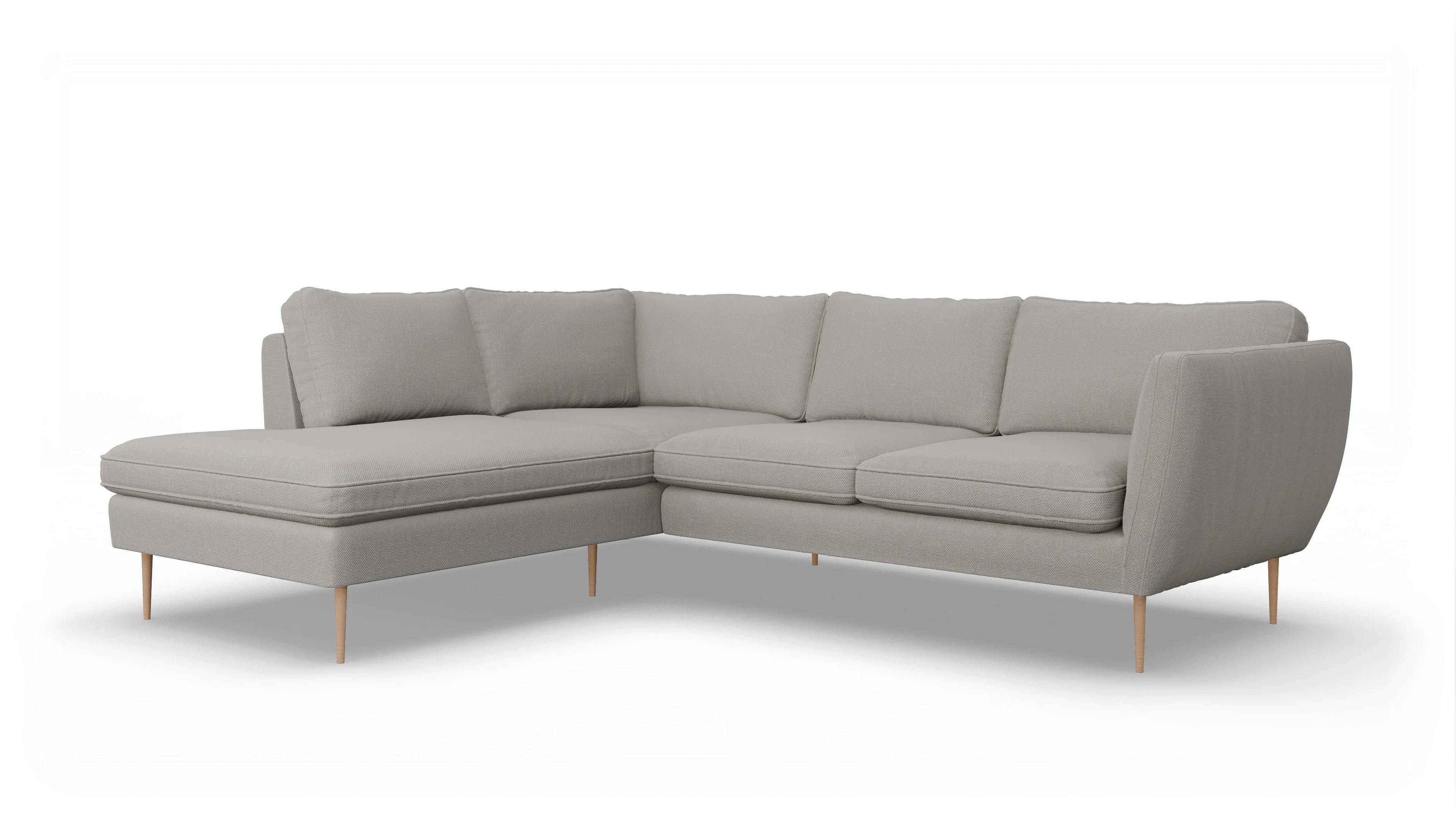 Ansicht des Produktes Karlsen Sofa mit Ottomane links in Stoff weiß