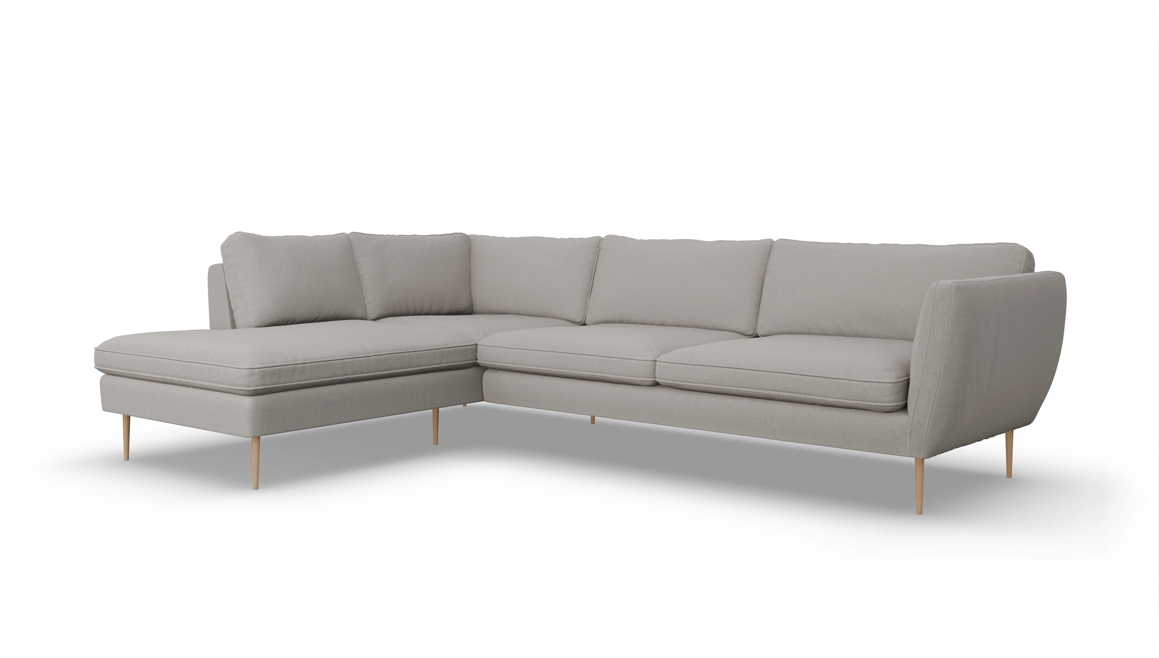 Ansicht des Produktes Karlsen Sofa mit Ottomane links in Stoff weiß