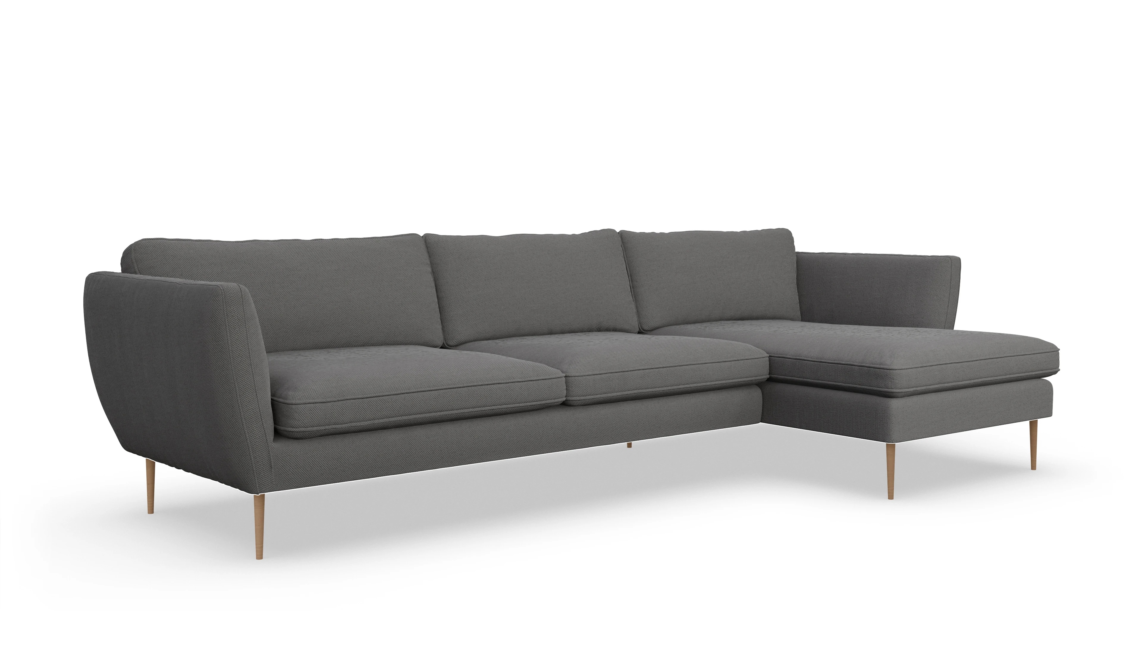 Ansicht des Produktes Karlsen Sofa mit Rec rechts in Stoff grau
