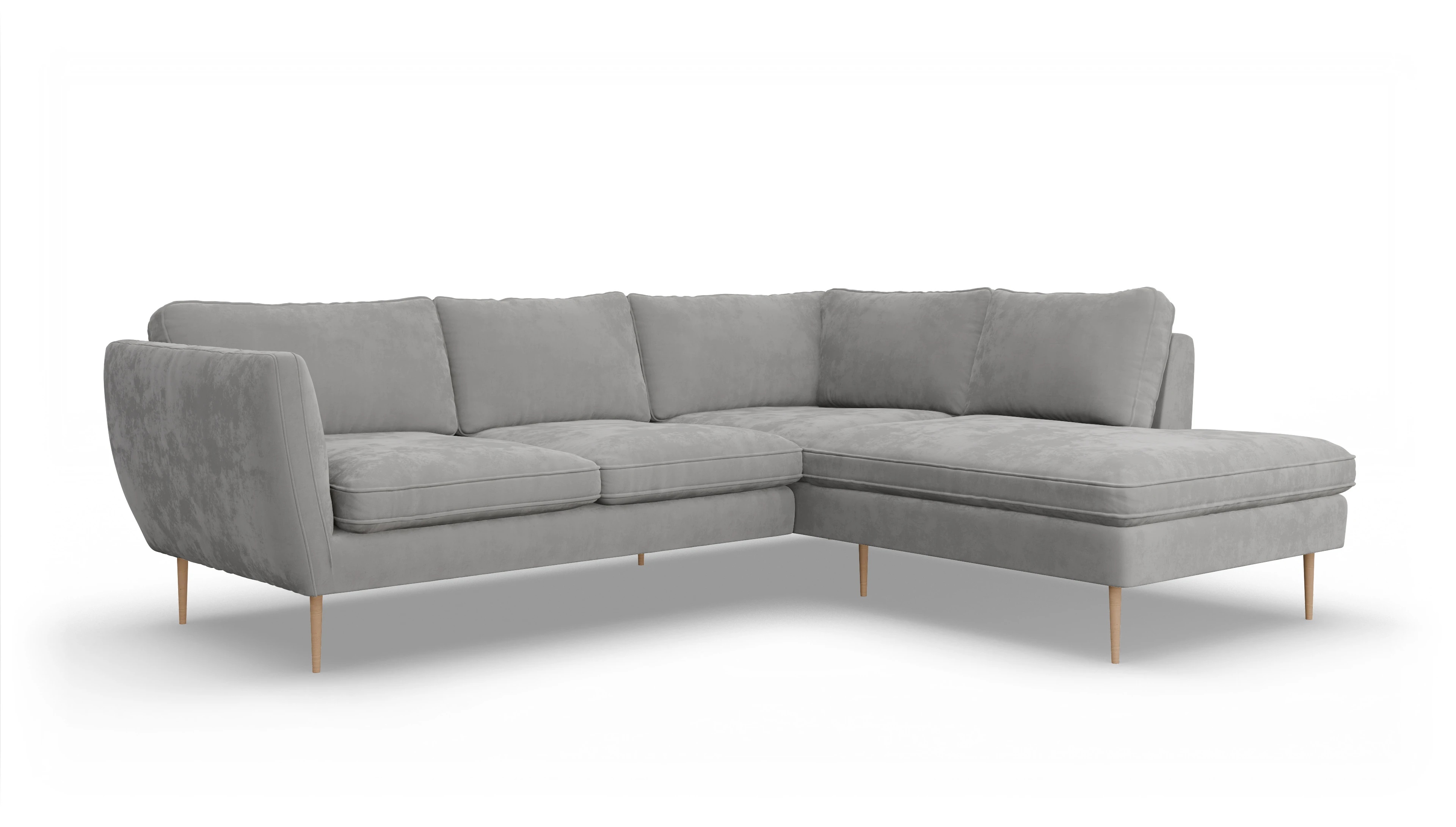Ansicht des Produktes Karlsen Sofa mit Ottomane rechts in Samt grau