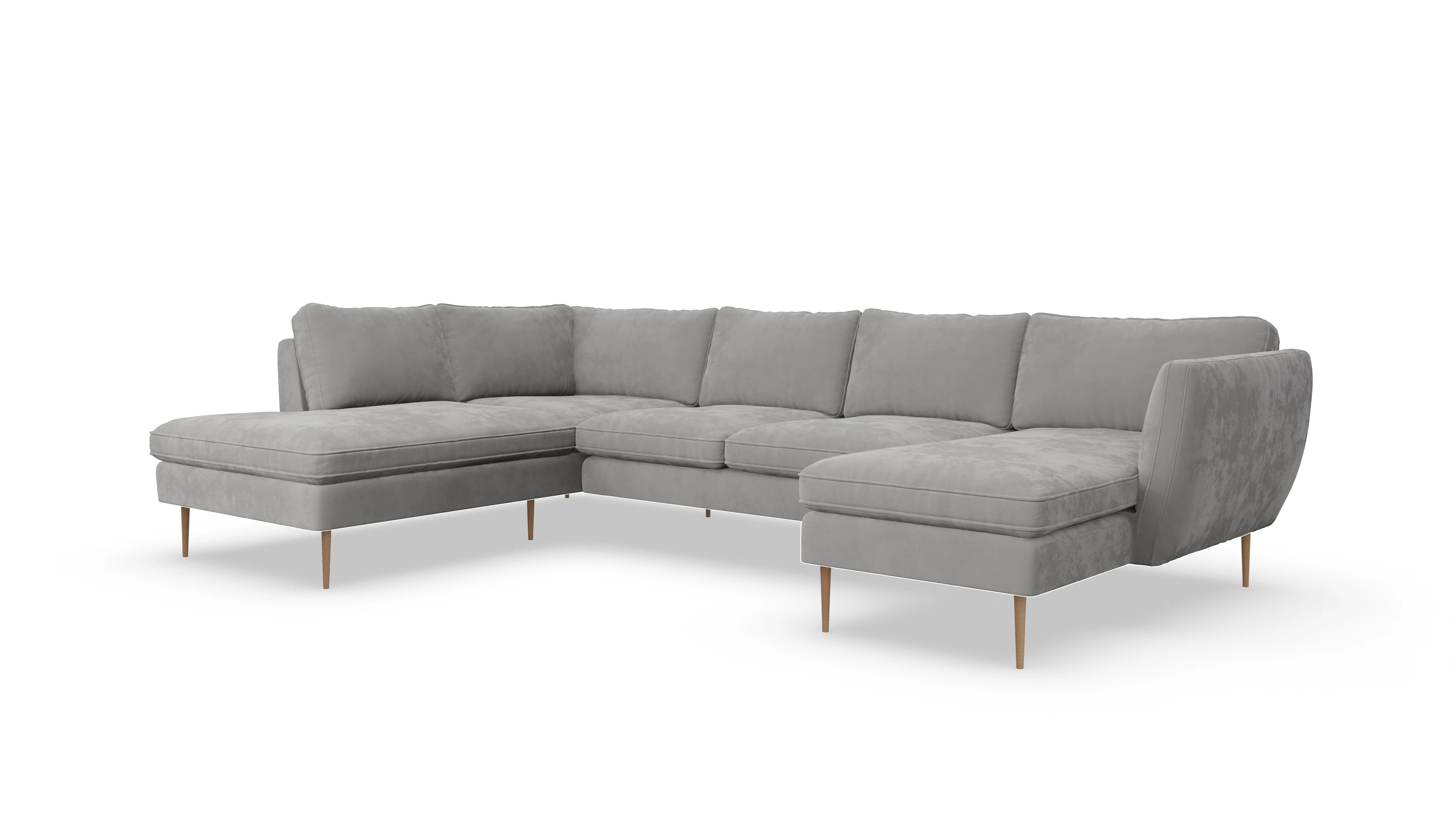 Sofa Karlsen in Stoff Ansicht des Produktes Karlsen Ecksofa Links in Samt grau