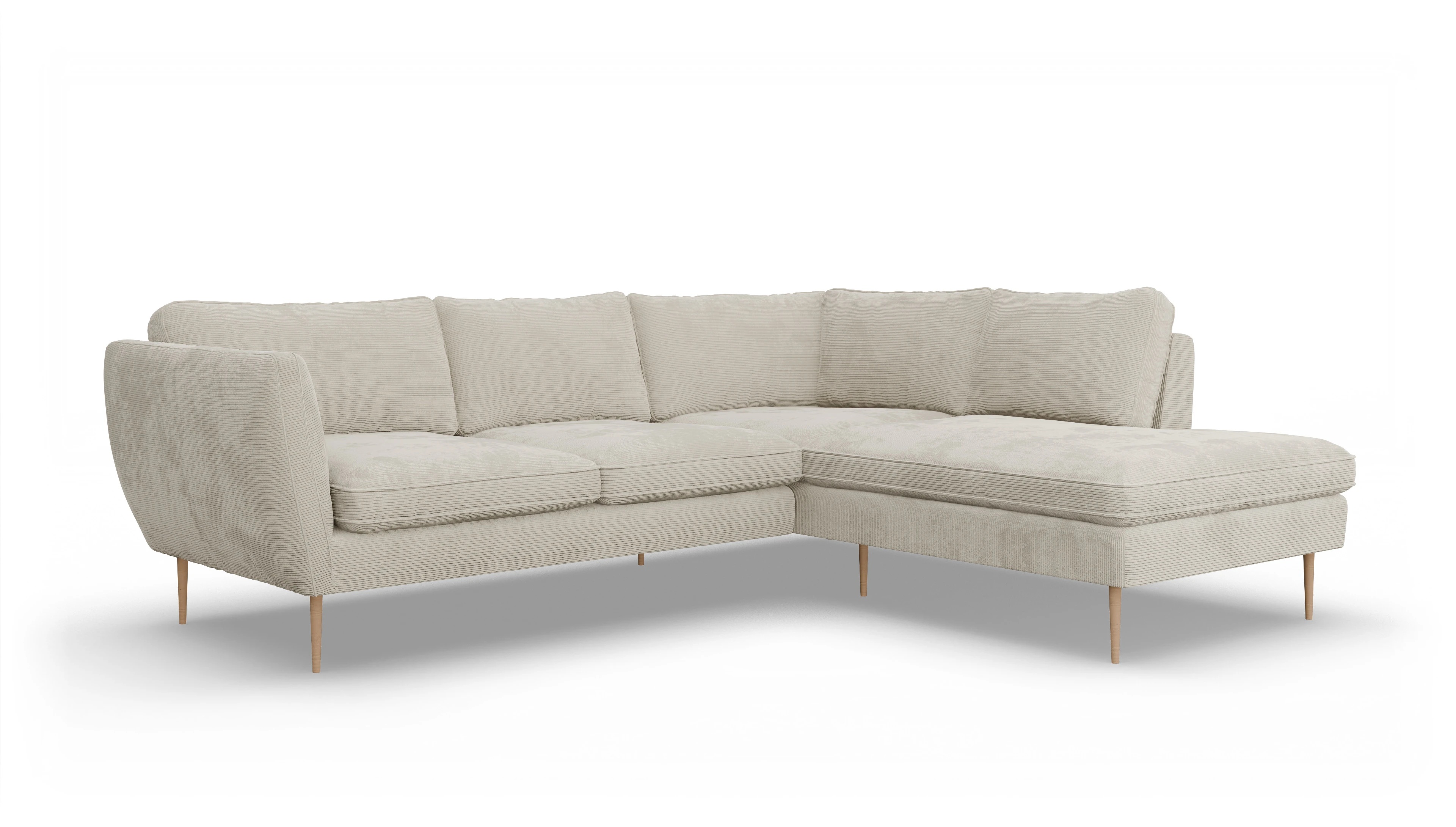 Ansicht des Produktes Karlsen Sofa mit Ottomane rechts in Cord weiß