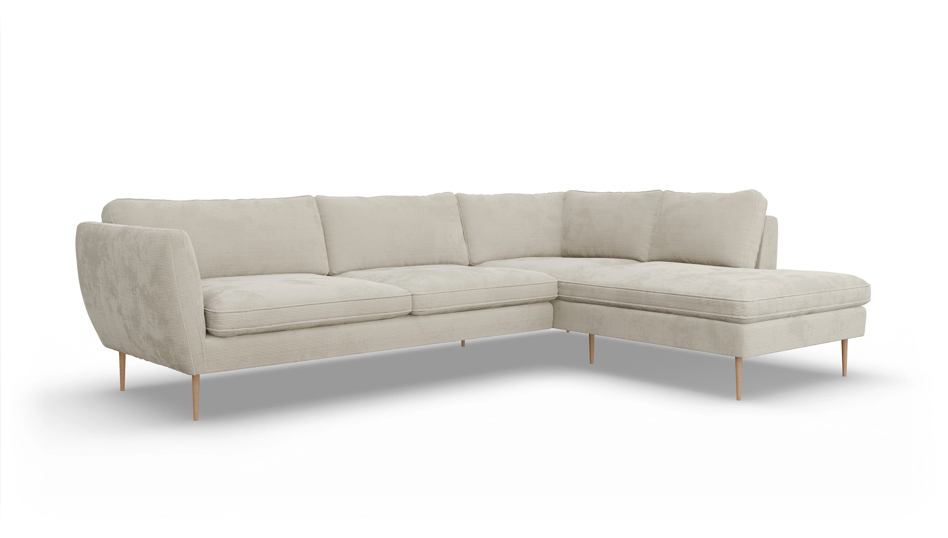 Ansicht des Produktes Karlsen Sofa mit Ottomane rechts in Cord weiß