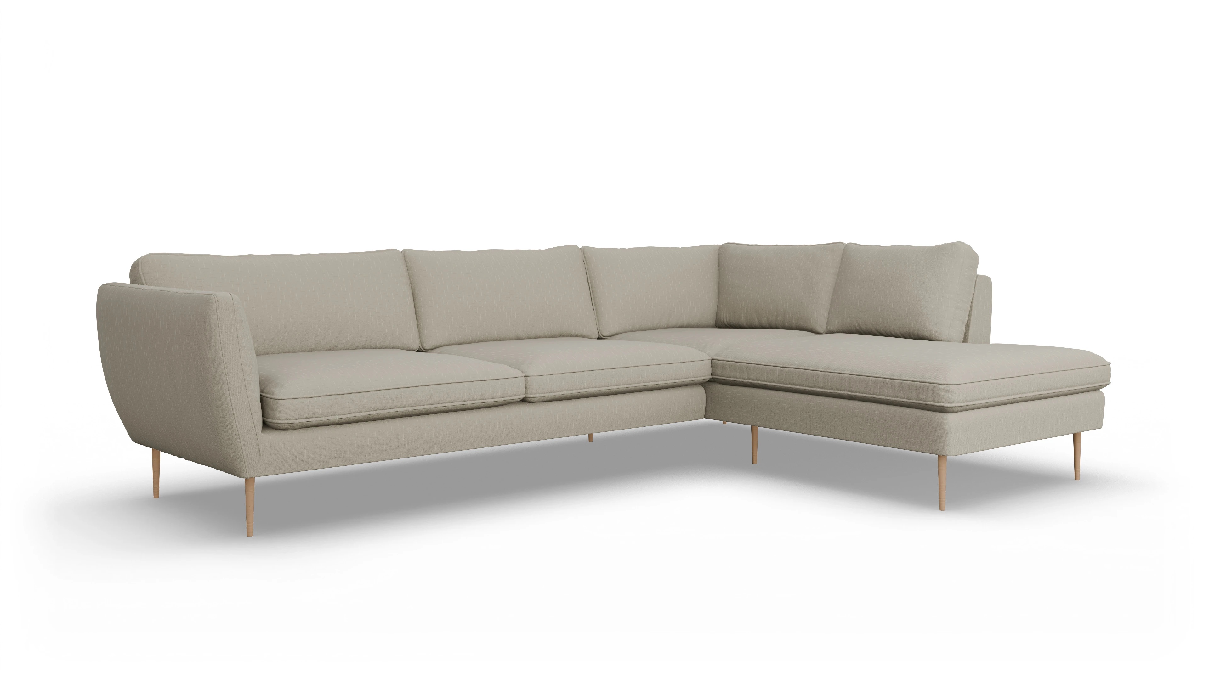 Ansicht des Produktes Karlsen Sofa mit Ottomane rechts in Stoff weiß