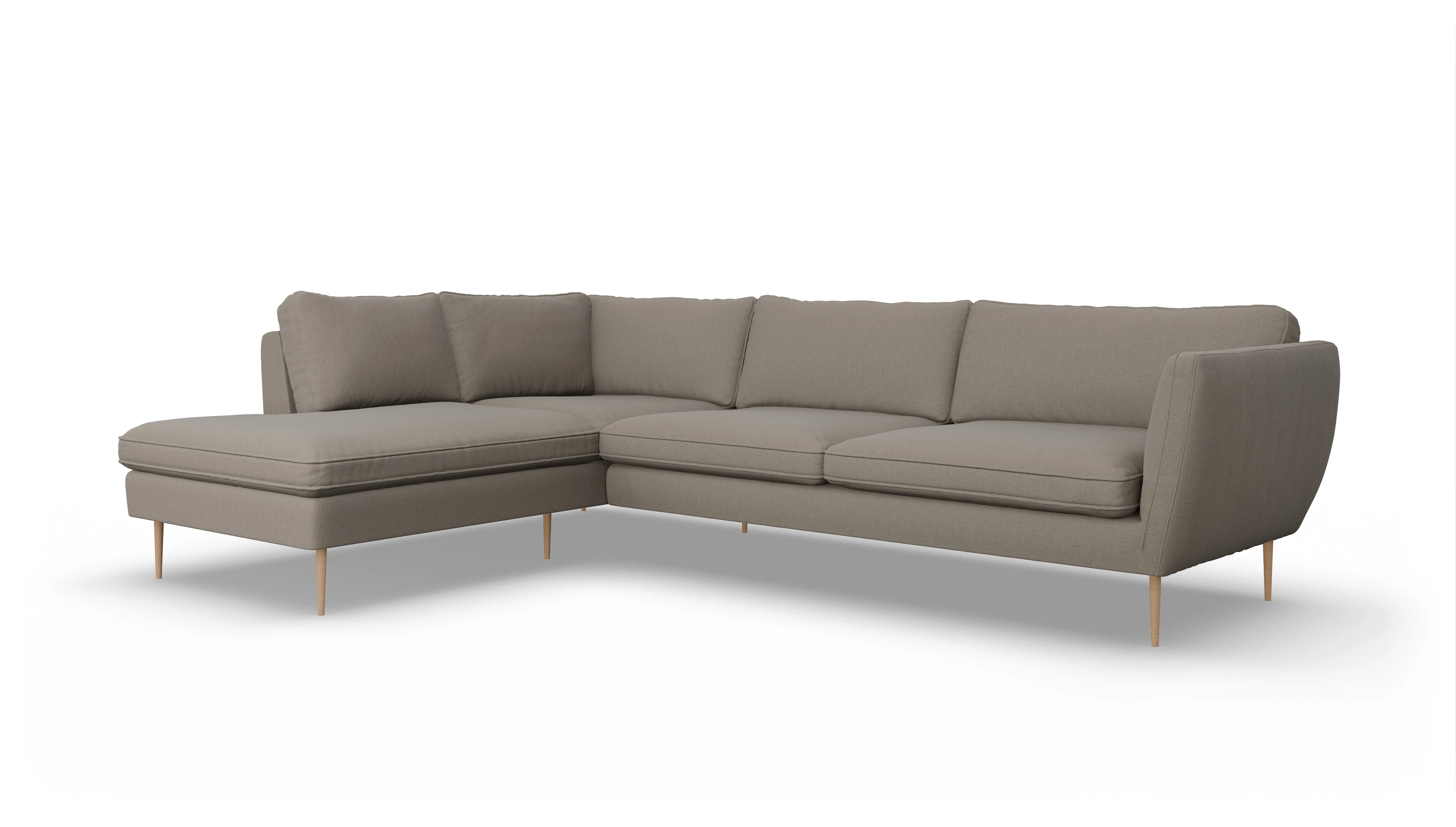 Ansicht des Produktes Karlsen Sofa mit Ottomane links in Stoff beige