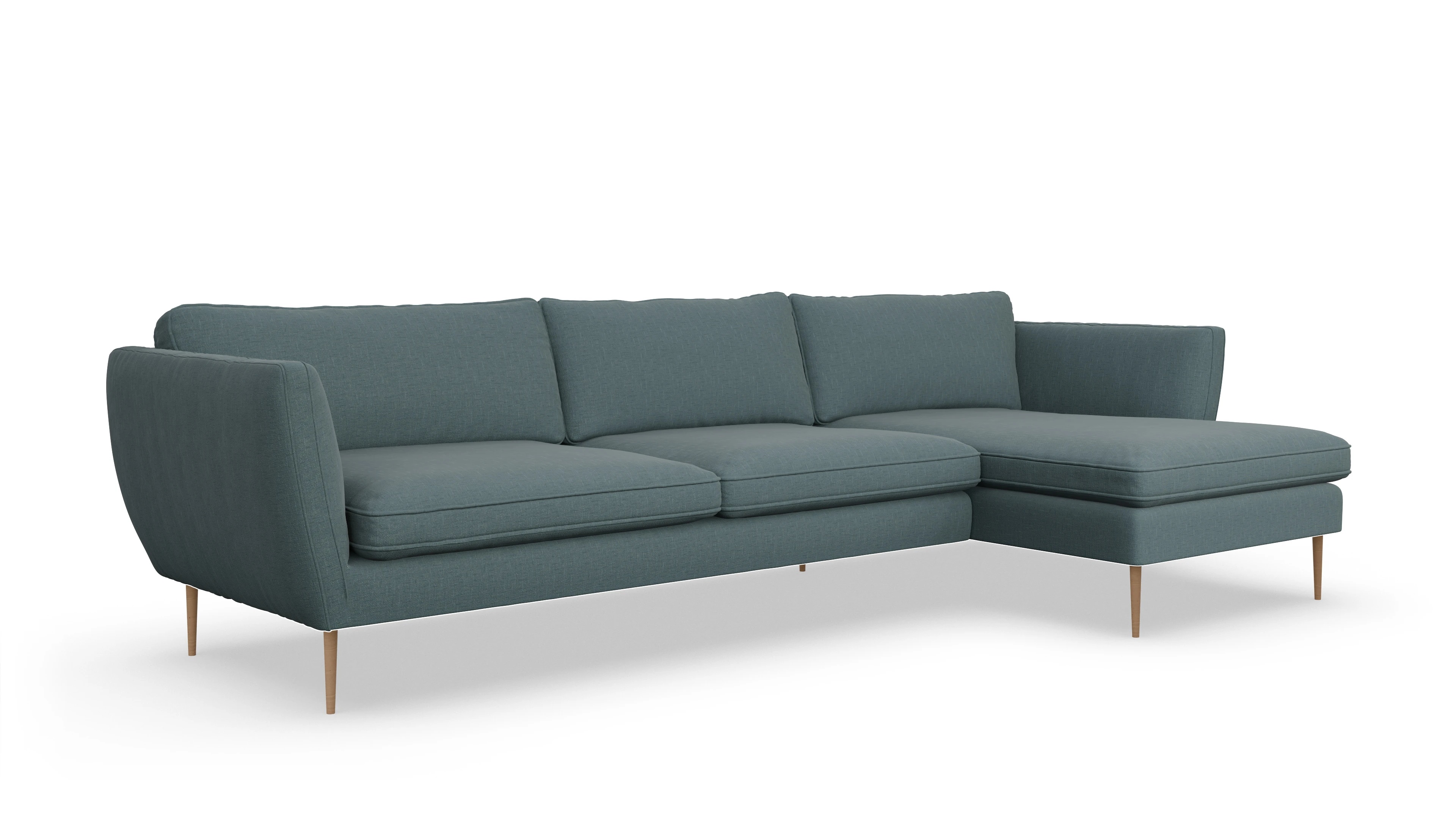 Ansicht des Produktes Karlsen Sofa mit Rec rechts in Stoff blau