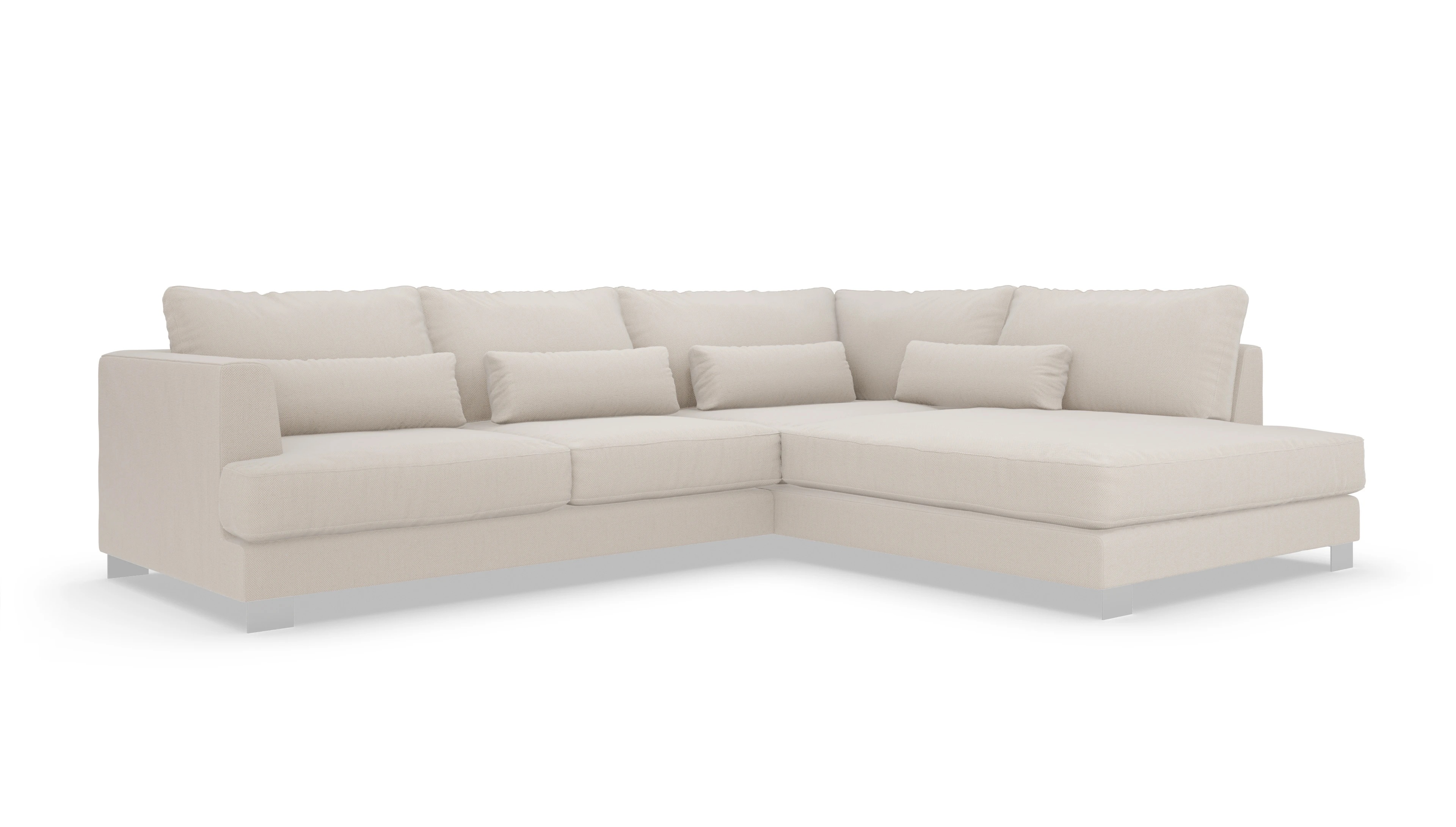 Ansicht des Produktes Odense Sofa mit Ottomane rechts in Stoff weiß