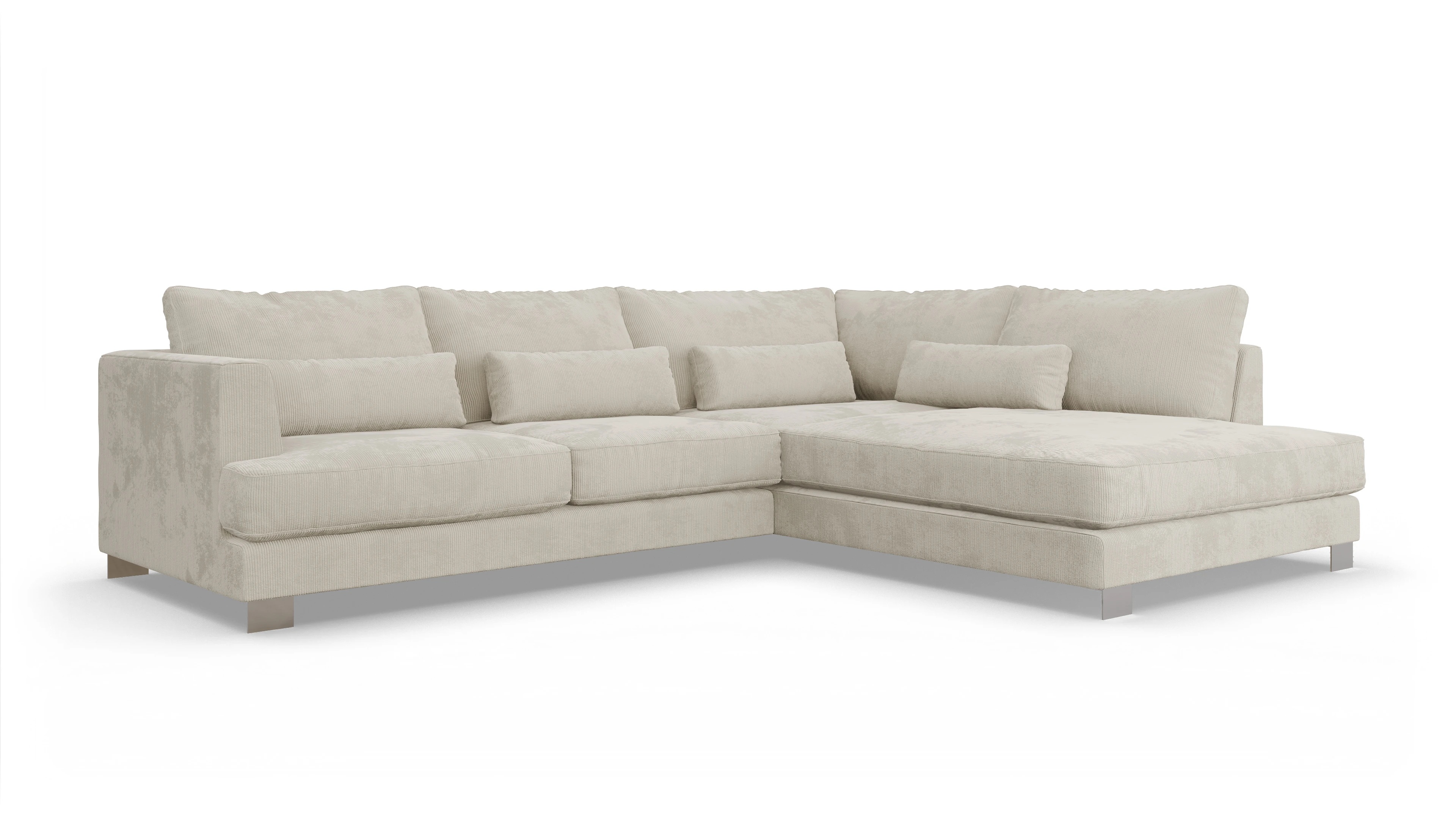 Ansicht des Produktes Odense Sofa mit Ottomane rechts in Cord weiß