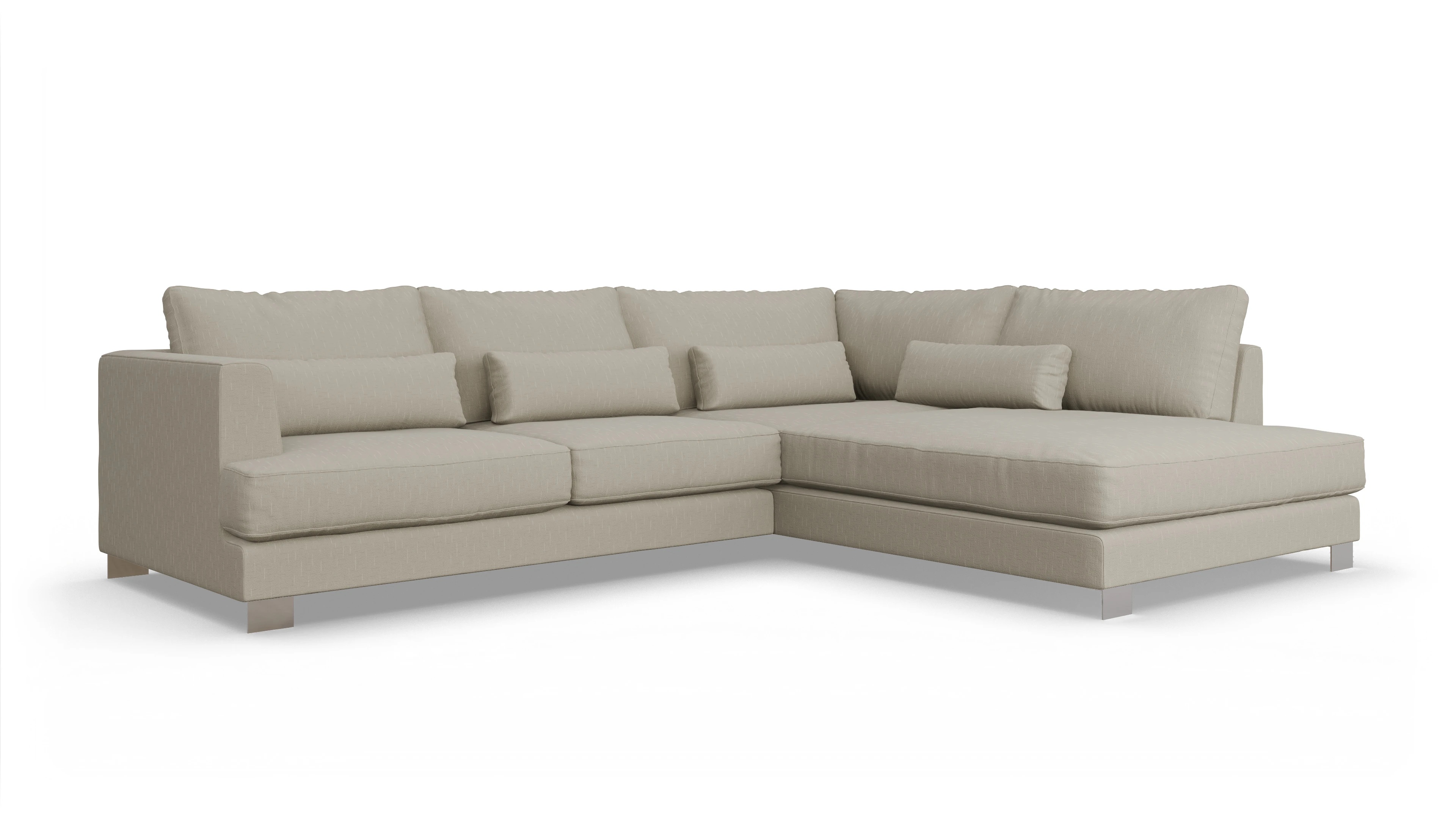 Ansicht des Produktes Odense Sofa mit Ottomane rechts in Stoff weiß