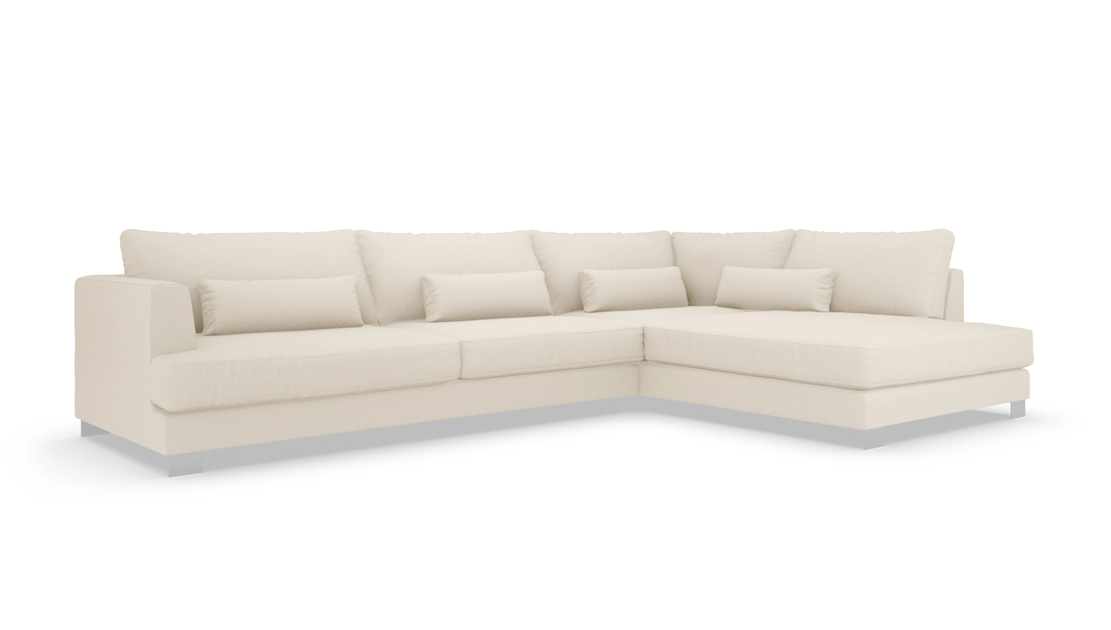 Ansicht des Produktes Odense Sofa mit Ottomane rechts in Stoff weiß