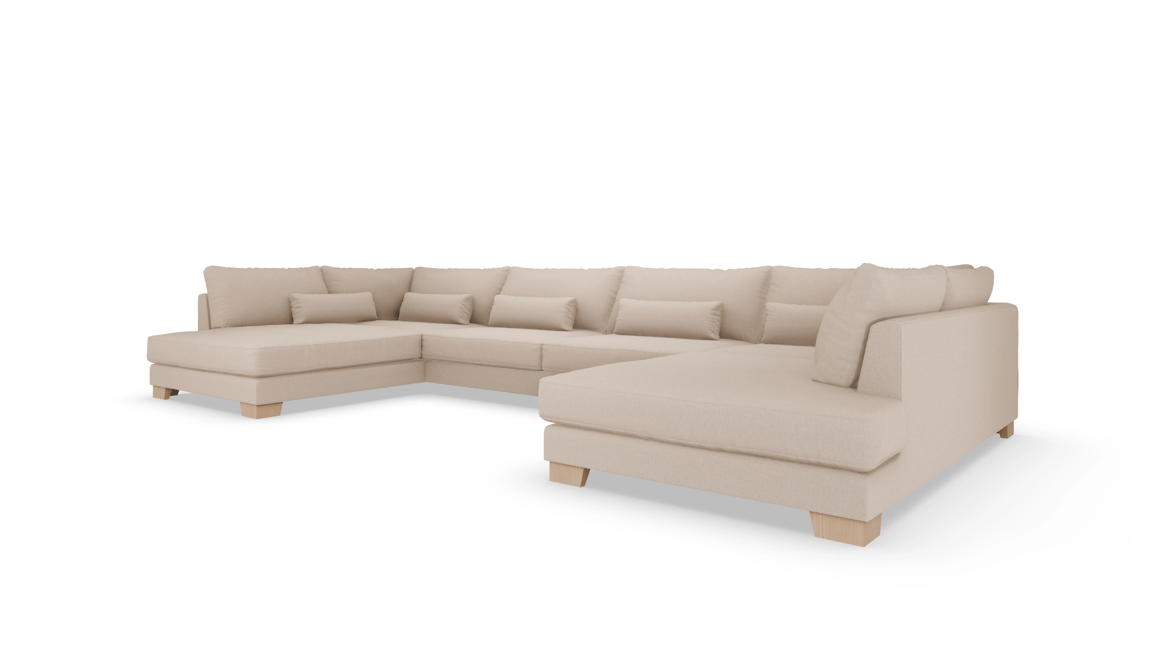 Sofa Odense in Stoff Ansicht des Produktes Odense U-Form links in Stoff beige