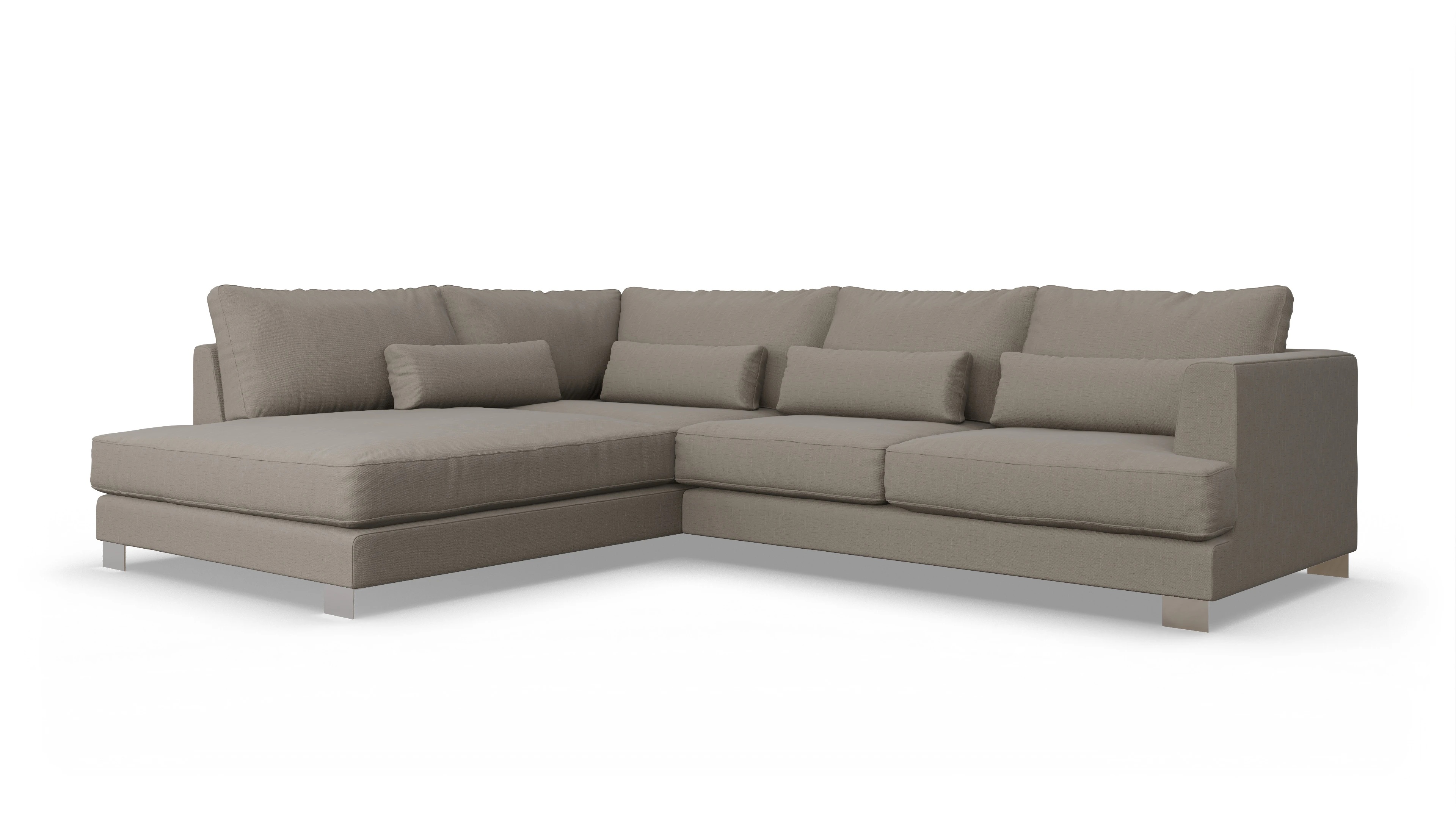 Ansicht des Produktes Odense Sofa mit Ottomane links in Stoff beige