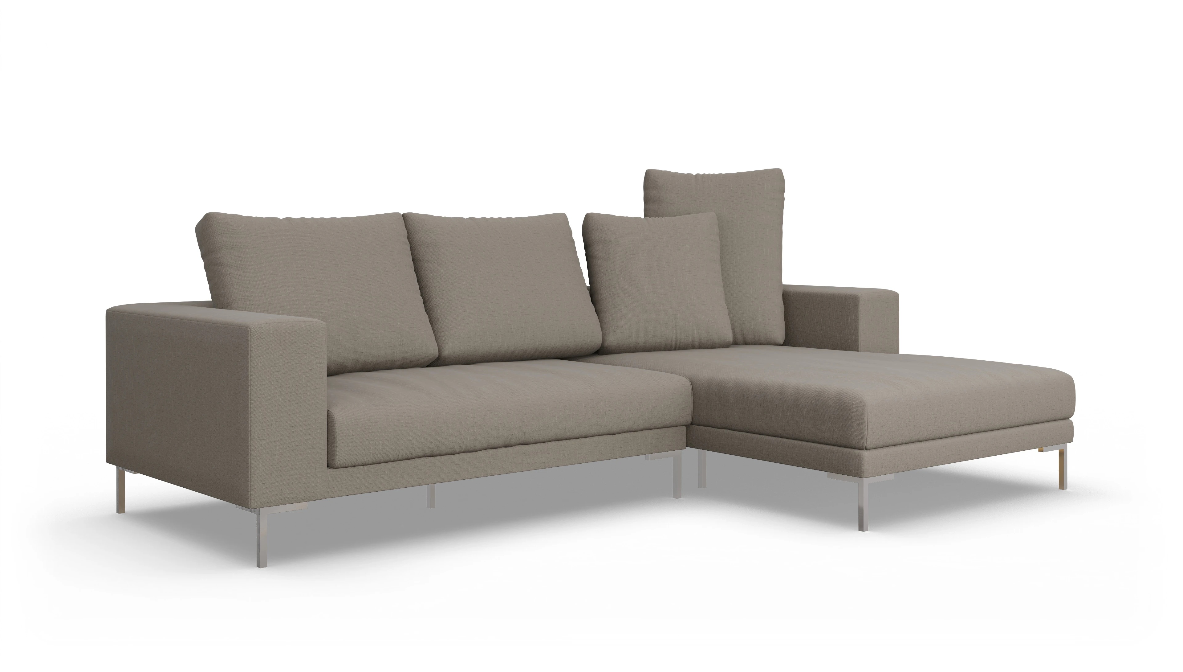 Designer-Sofa Caria in Stoff Ansicht des Produktes Caria Sofa mit Rec rechts in Stoff