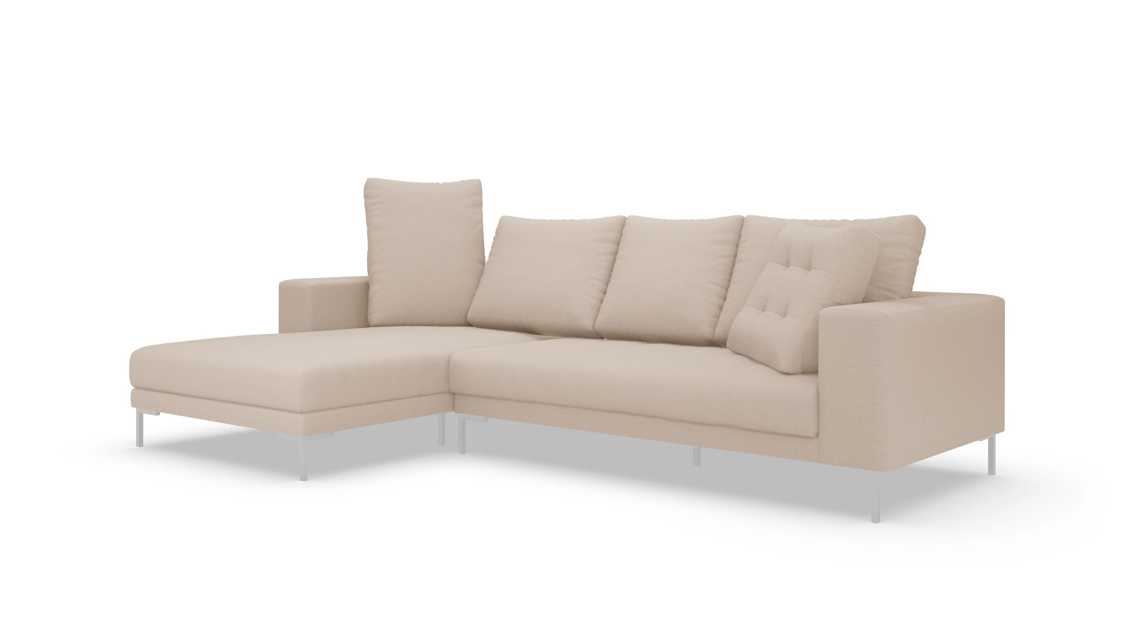 Designer-Sofa Caria in Stoff Ansicht des Produktes Caria Sofa mit Rec links in Stoff