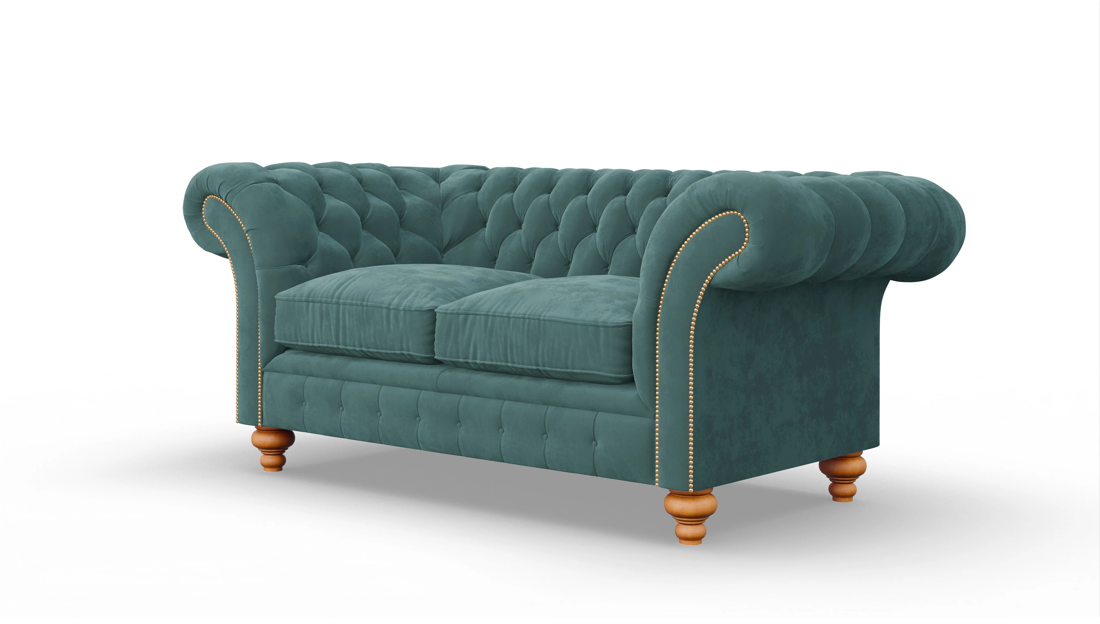 Kolonialstil-Sofa Knightsbridge in Samt Ansicht des Produktes Knightsbridge 2-Sitzer in Samt blau