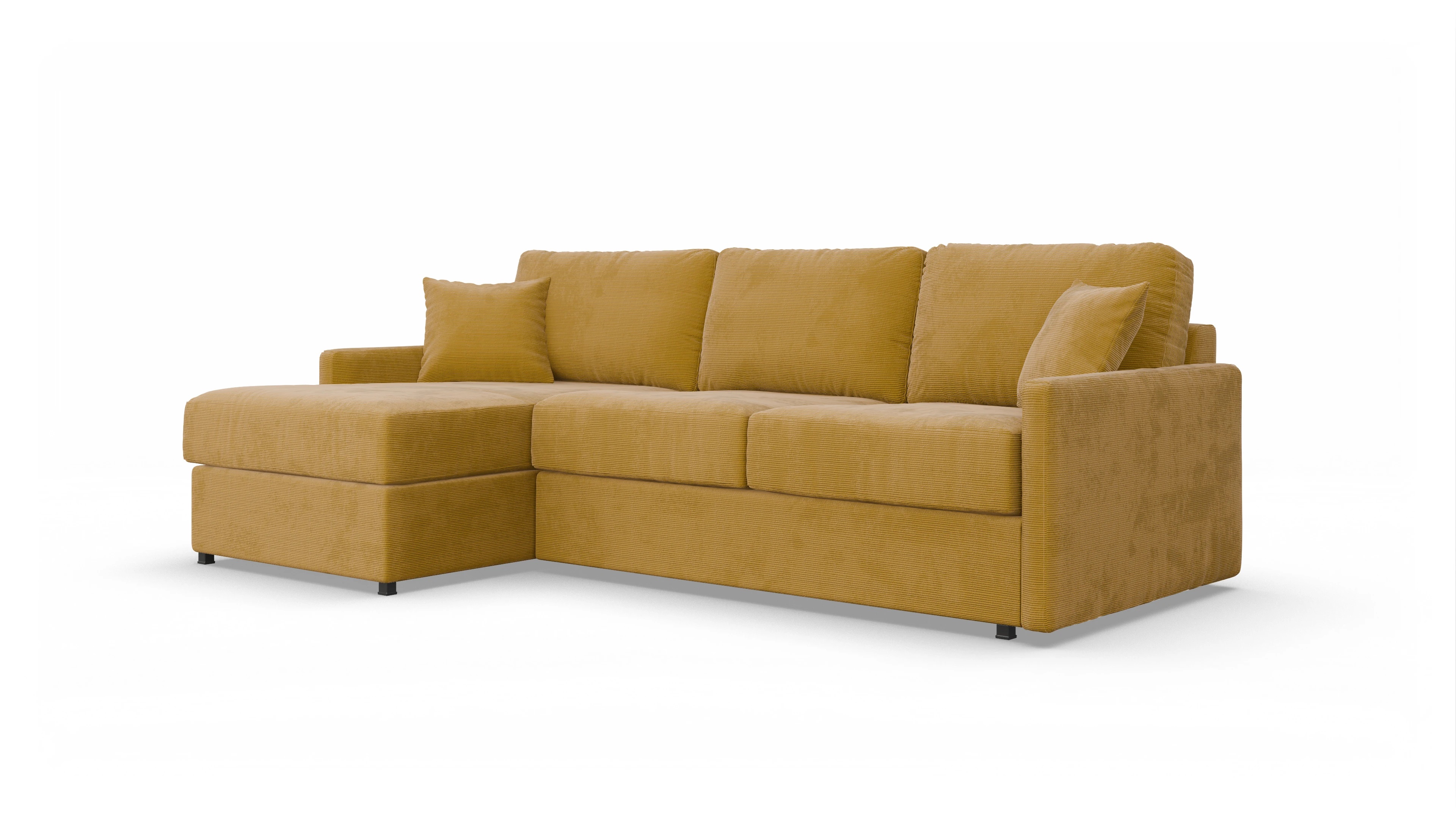 Ansicht des Produktes Karlstad Sofa mit Rec links in Cord gelb