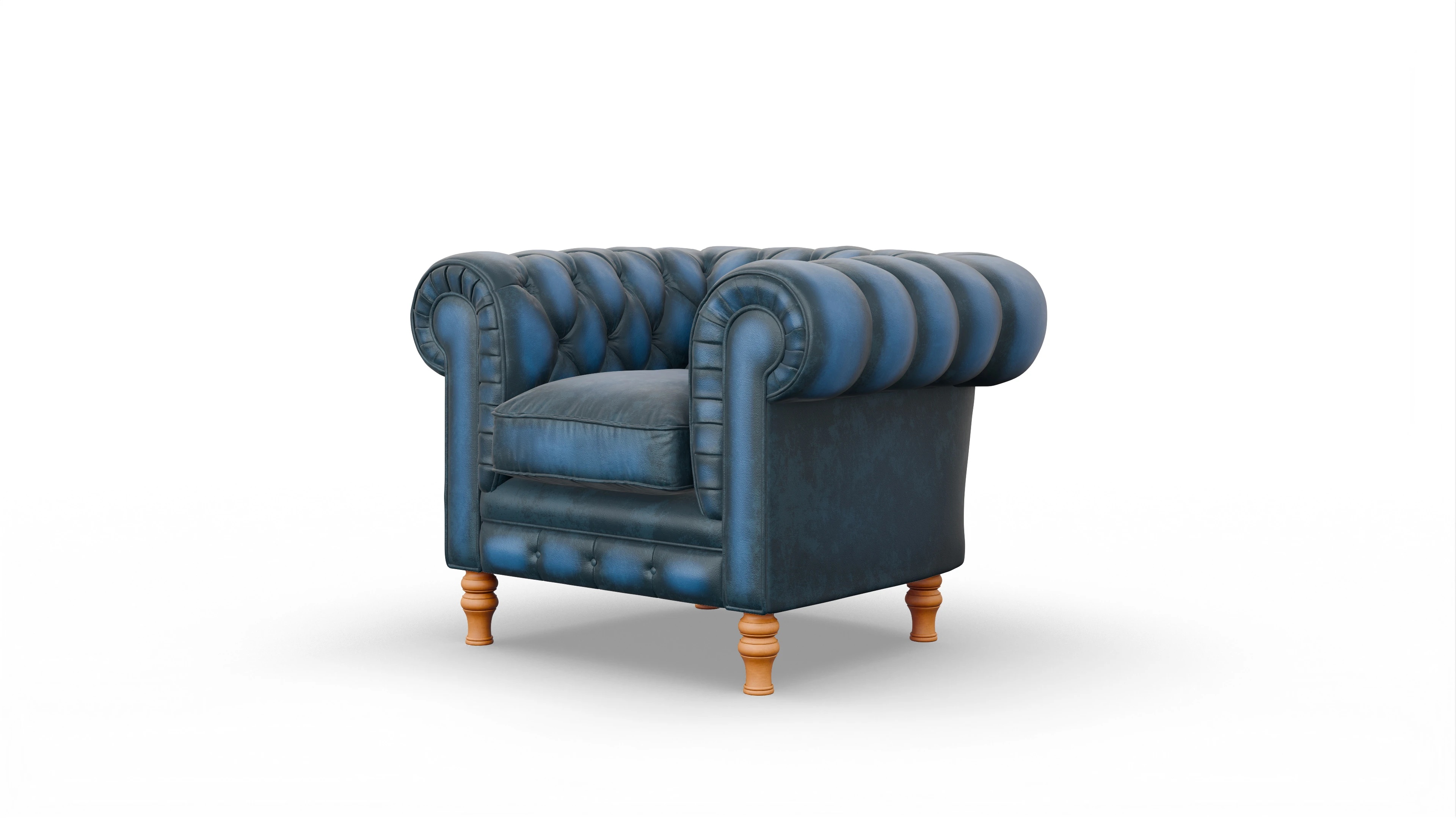 Chesterfield Sessel Countess Ansicht des Produktes Countess Sessel in Leder blau
