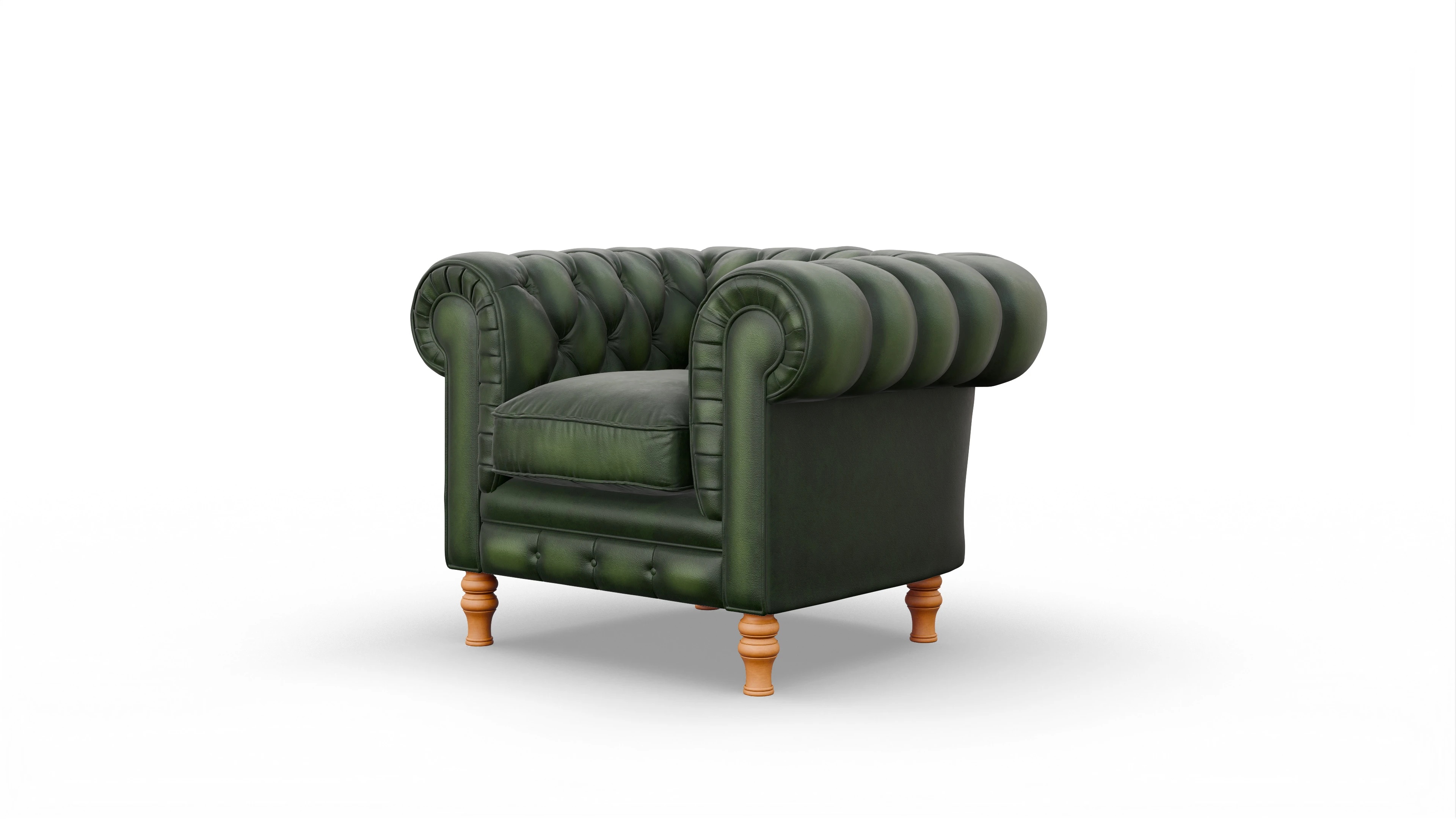 Chesterfield Sessel Countess Ansicht des Produktes Countess Sessel in Leder grün