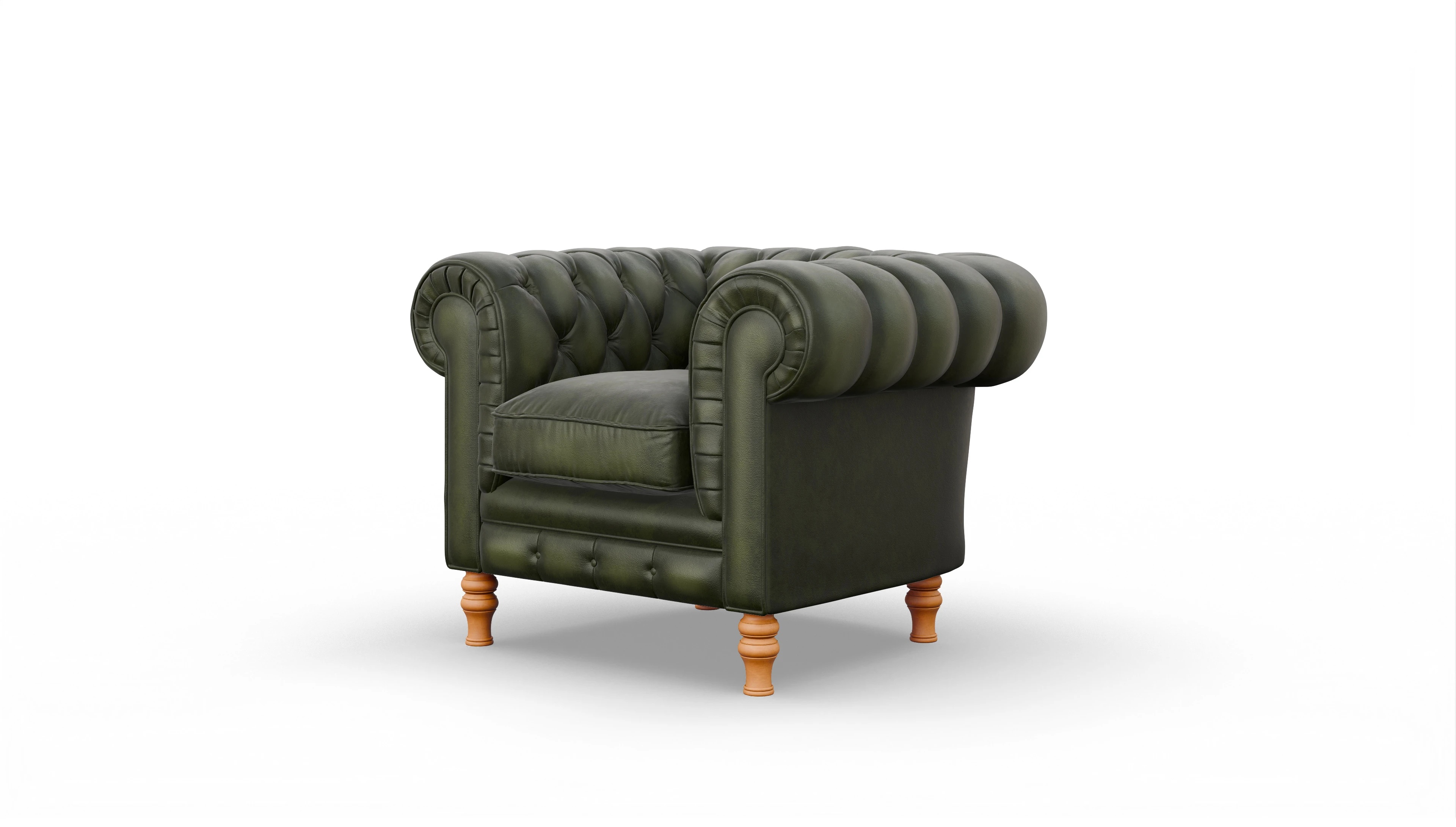 Chesterfield Sessel Countess Ansicht des Produktes Countess Sessel in Leder grün