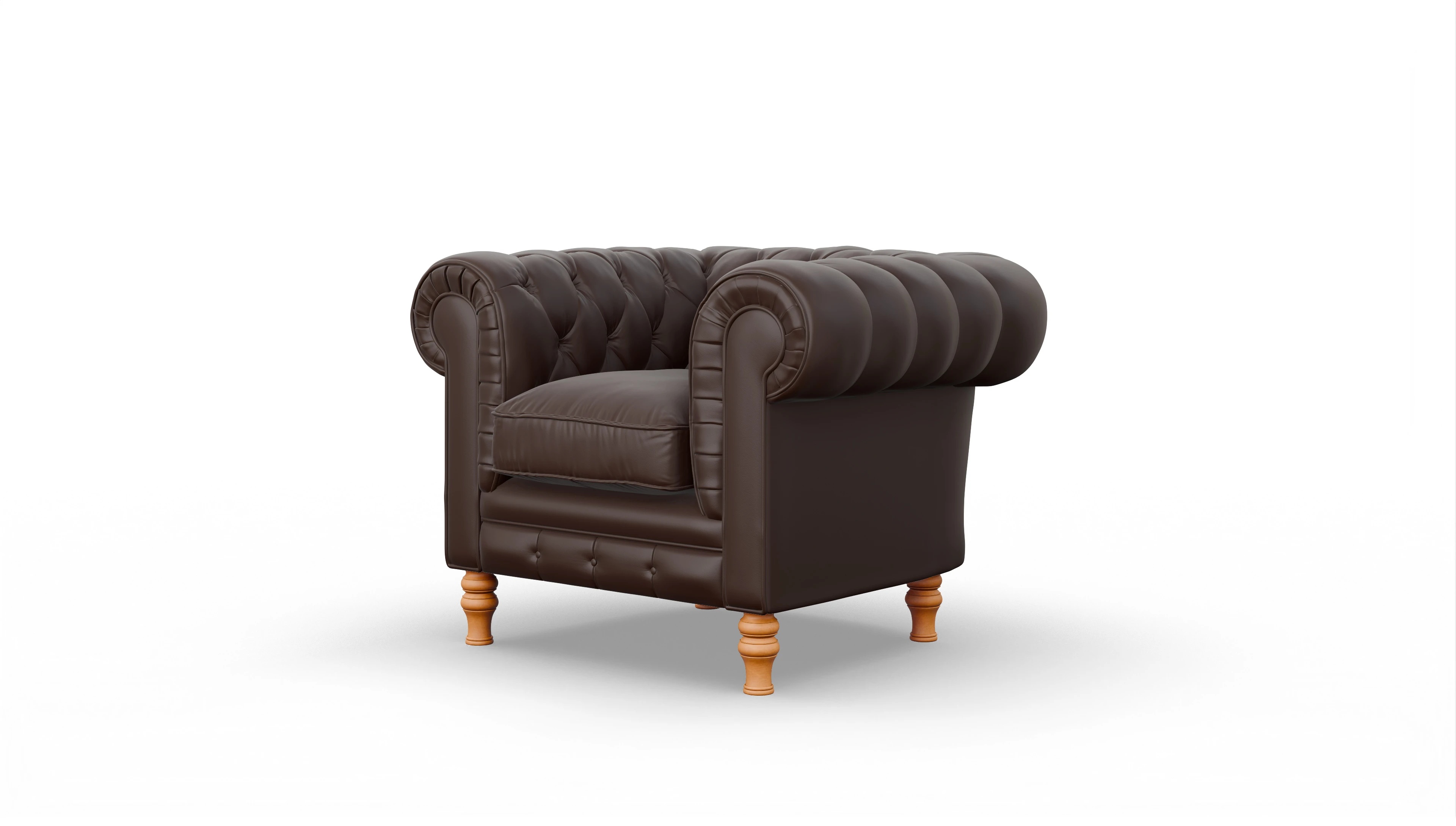Chesterfield Sessel Countess Ansicht des Produktes Countess Sessel in Leder braun