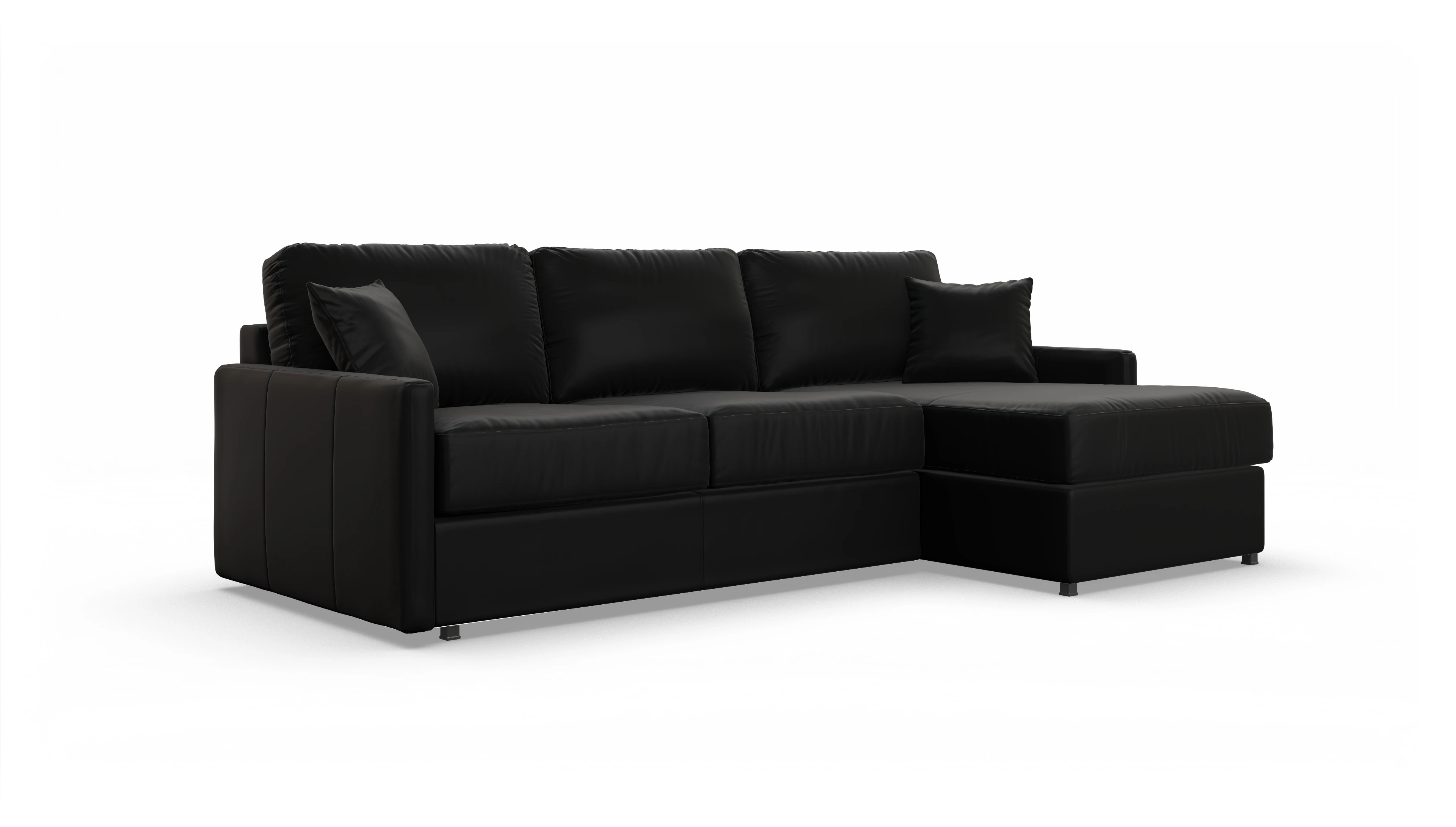 Ansicht des Produktes Karlstad Sofa mit Rec rechts in Leder schwarz