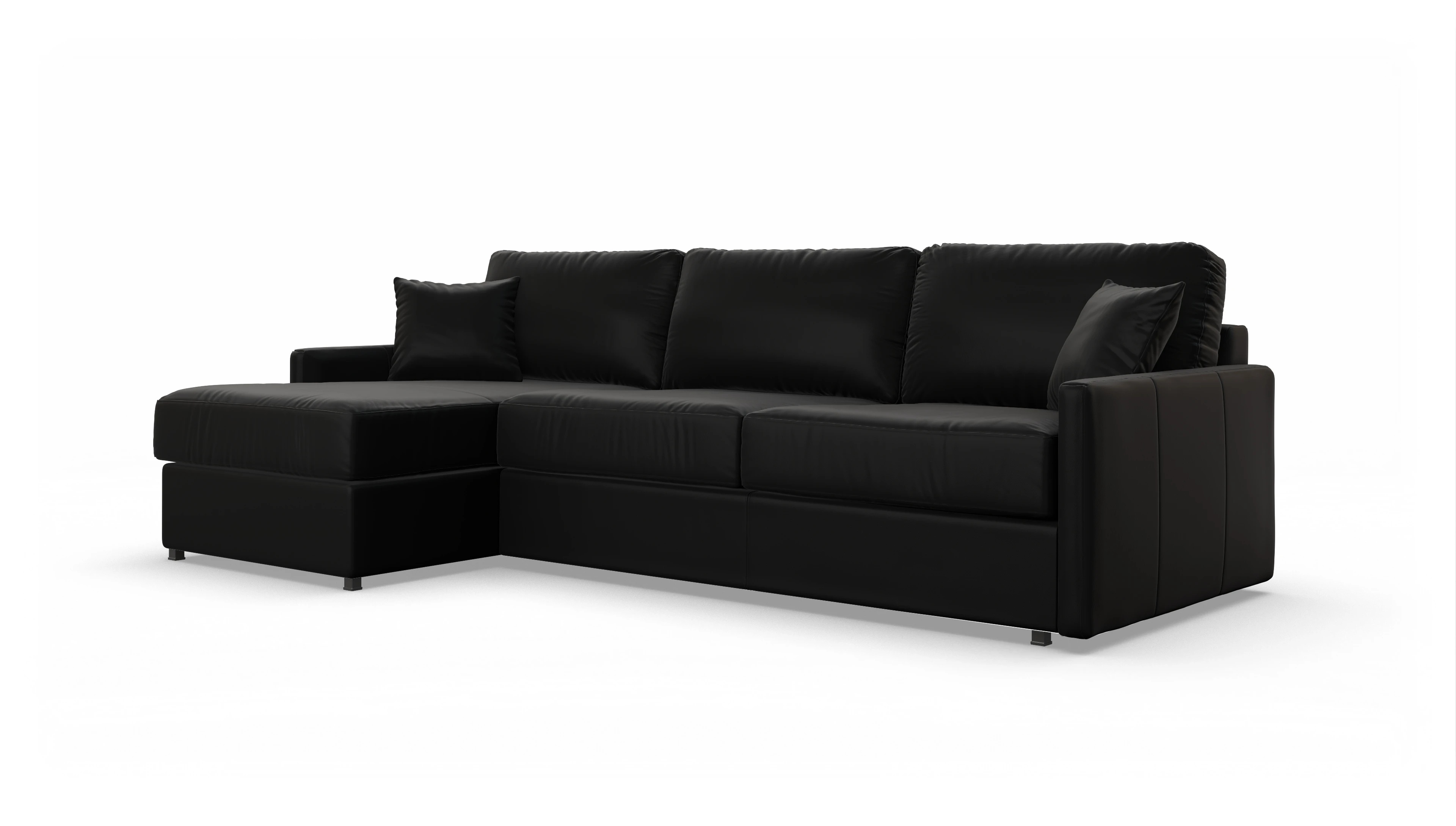 Ansicht des Produktes Karlstad Sofa mit Rec links in Leder schwarz