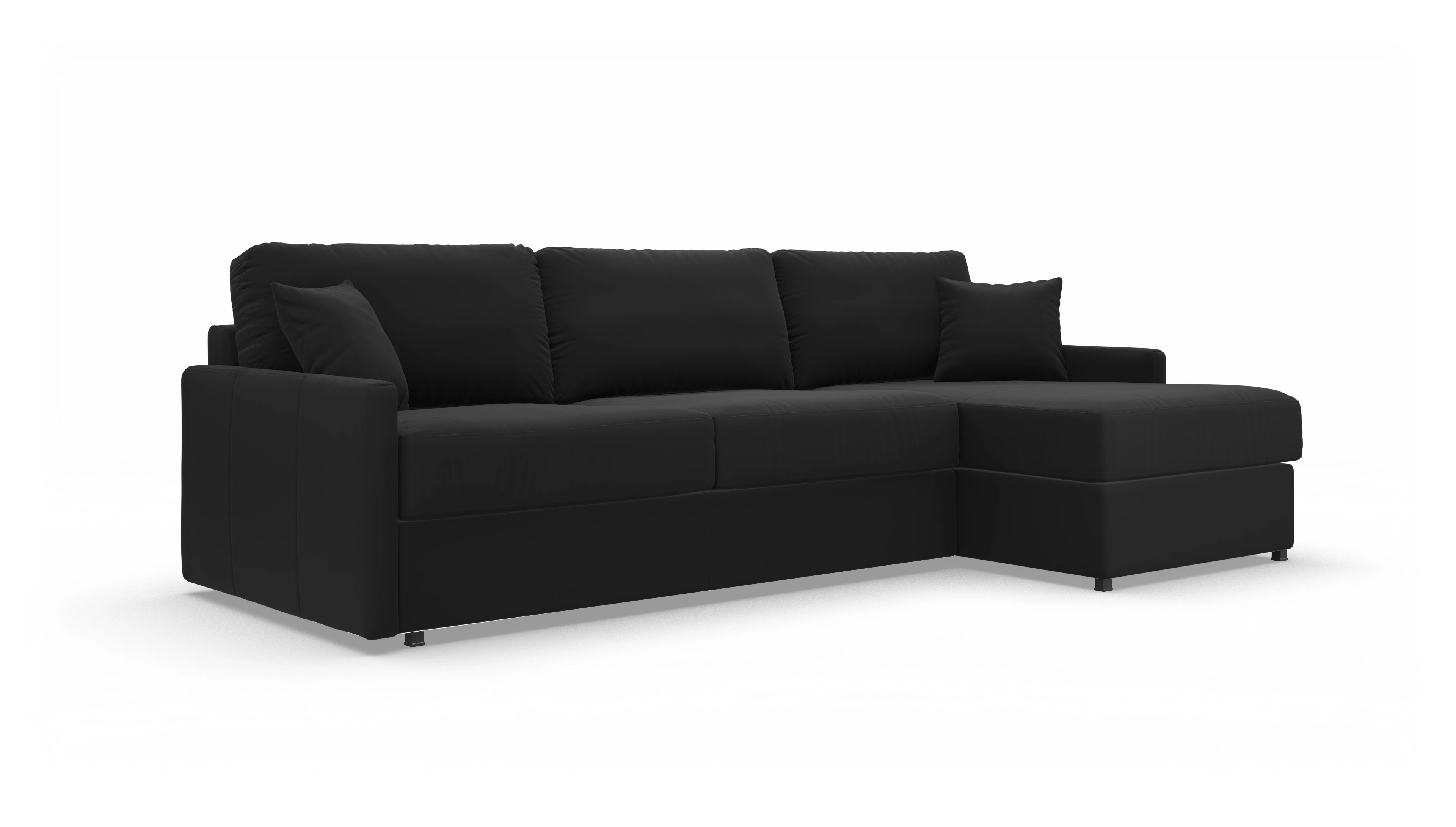 Ansicht des Produktes Karlstad Sofa mit Rec rechts in Leder schwarz
