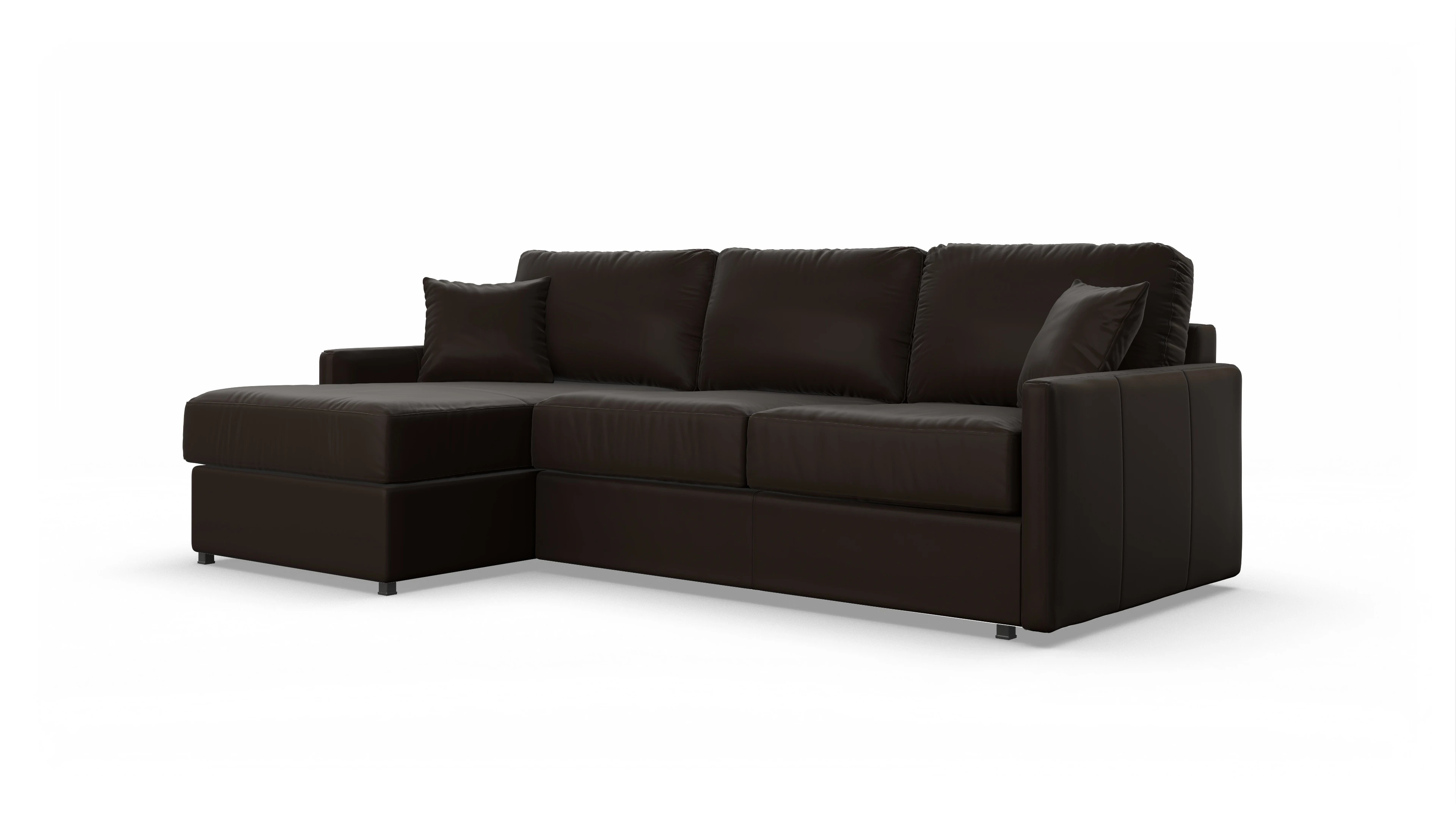 Ansicht des Produktes Karlstad Sofa mit Rec links in Leder braun