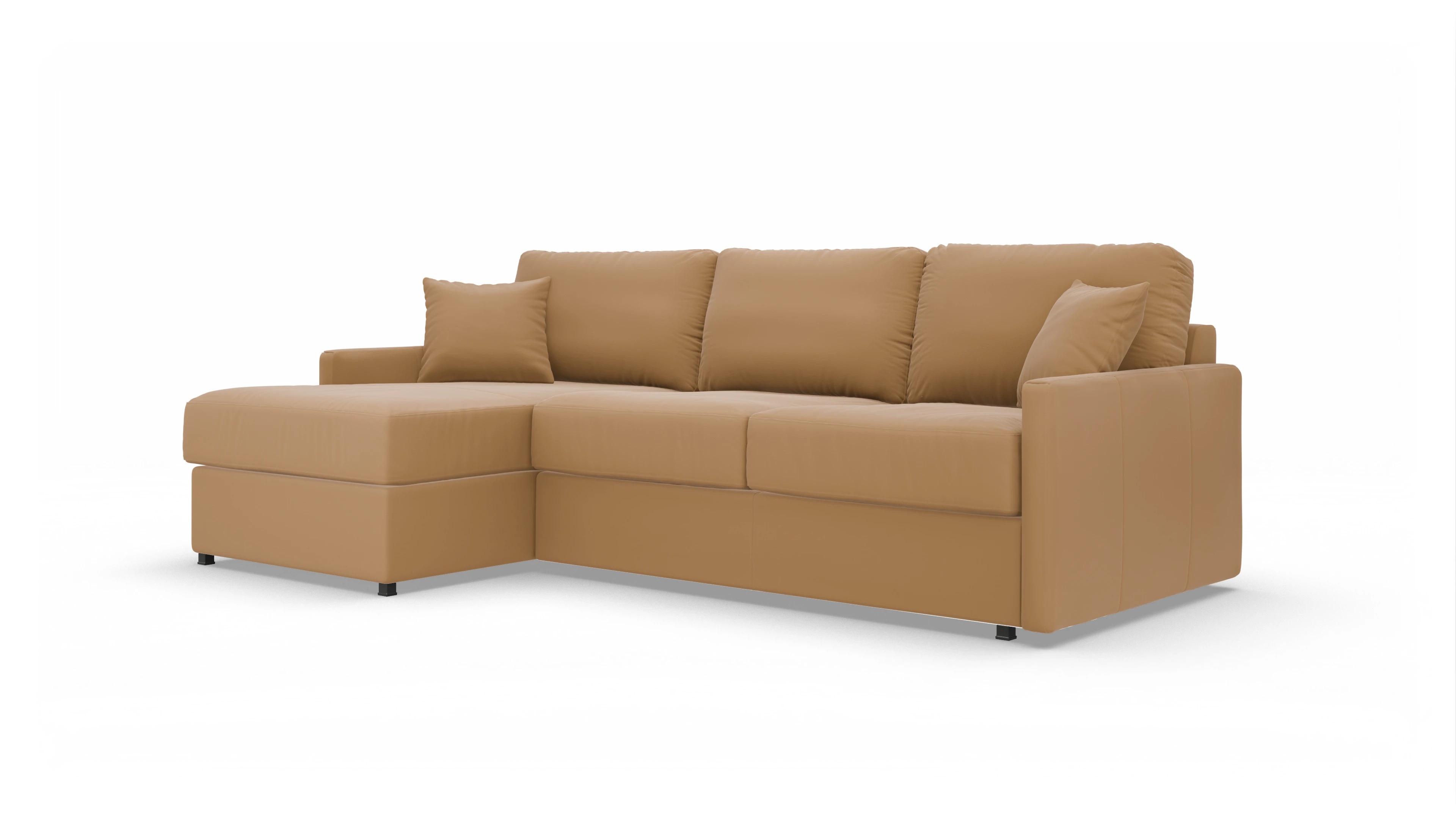 Leder-Schlafsofa Karlstad Ansicht des Produktes Karlstad Sofa mit Rec links in Leder braun