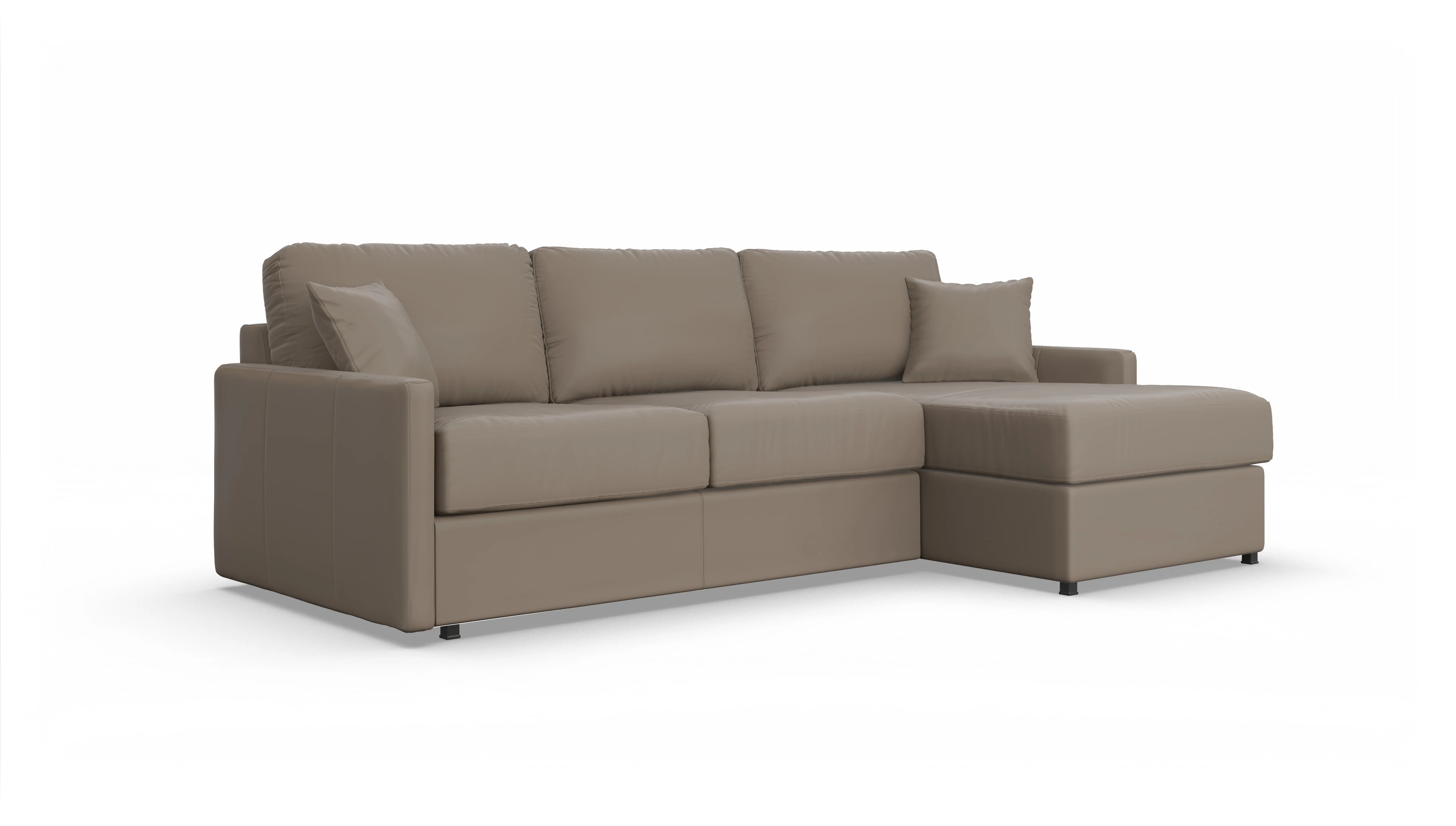 Ansicht des Produktes Karlstad Sofa mit Rec rechts in Leder beige
