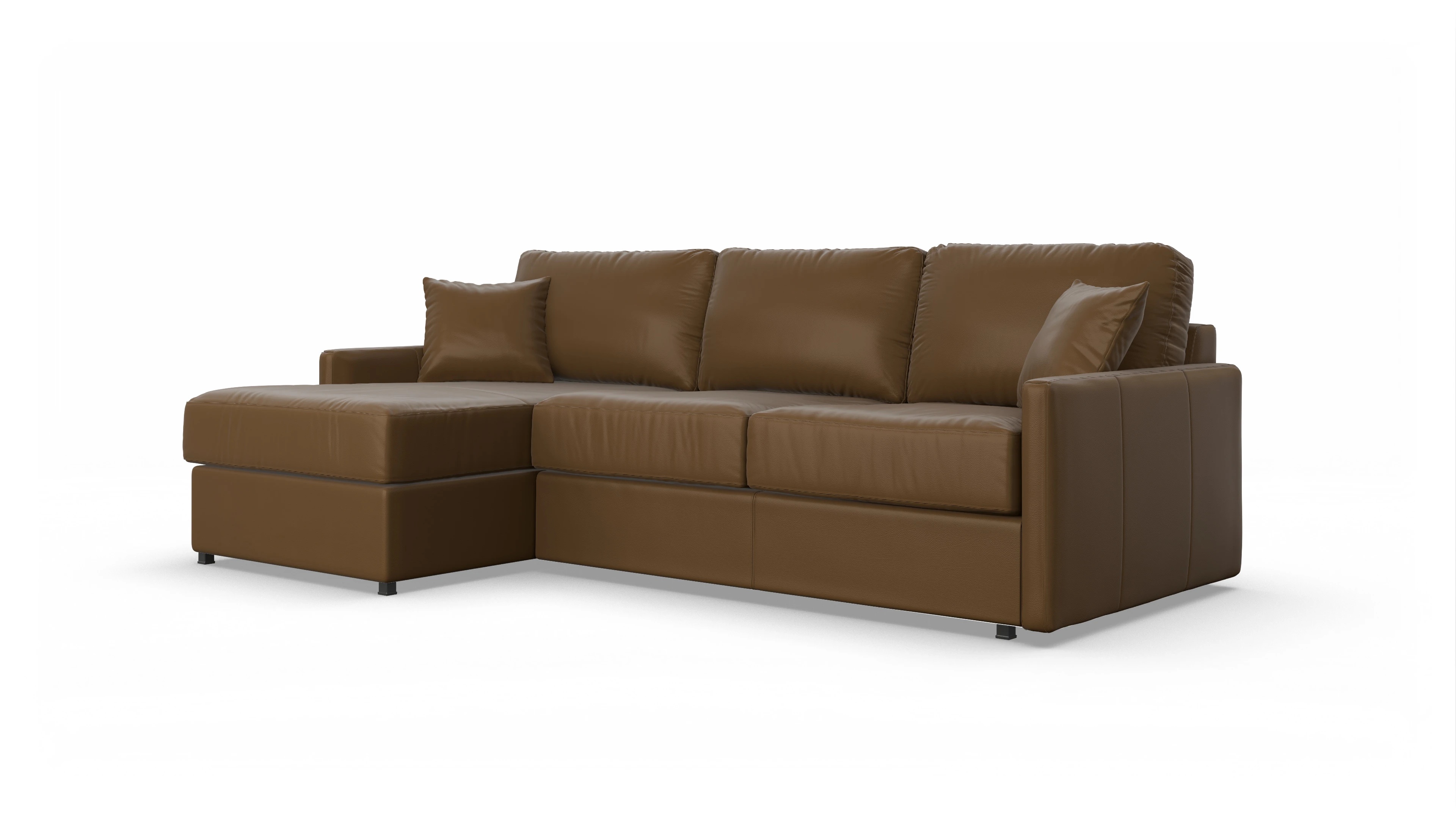 Ansicht des Produktes Karlstad Sofa mit Rec links in Leder braun