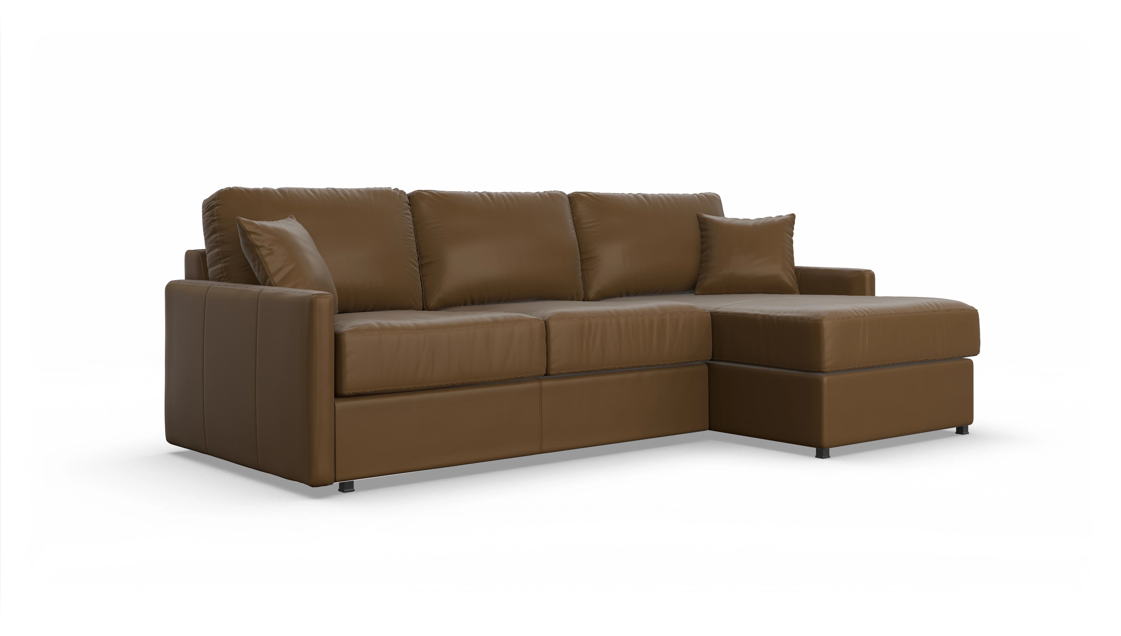 Ansicht des Produktes Karlstad Sofa mit Rec rechts in Leder braun