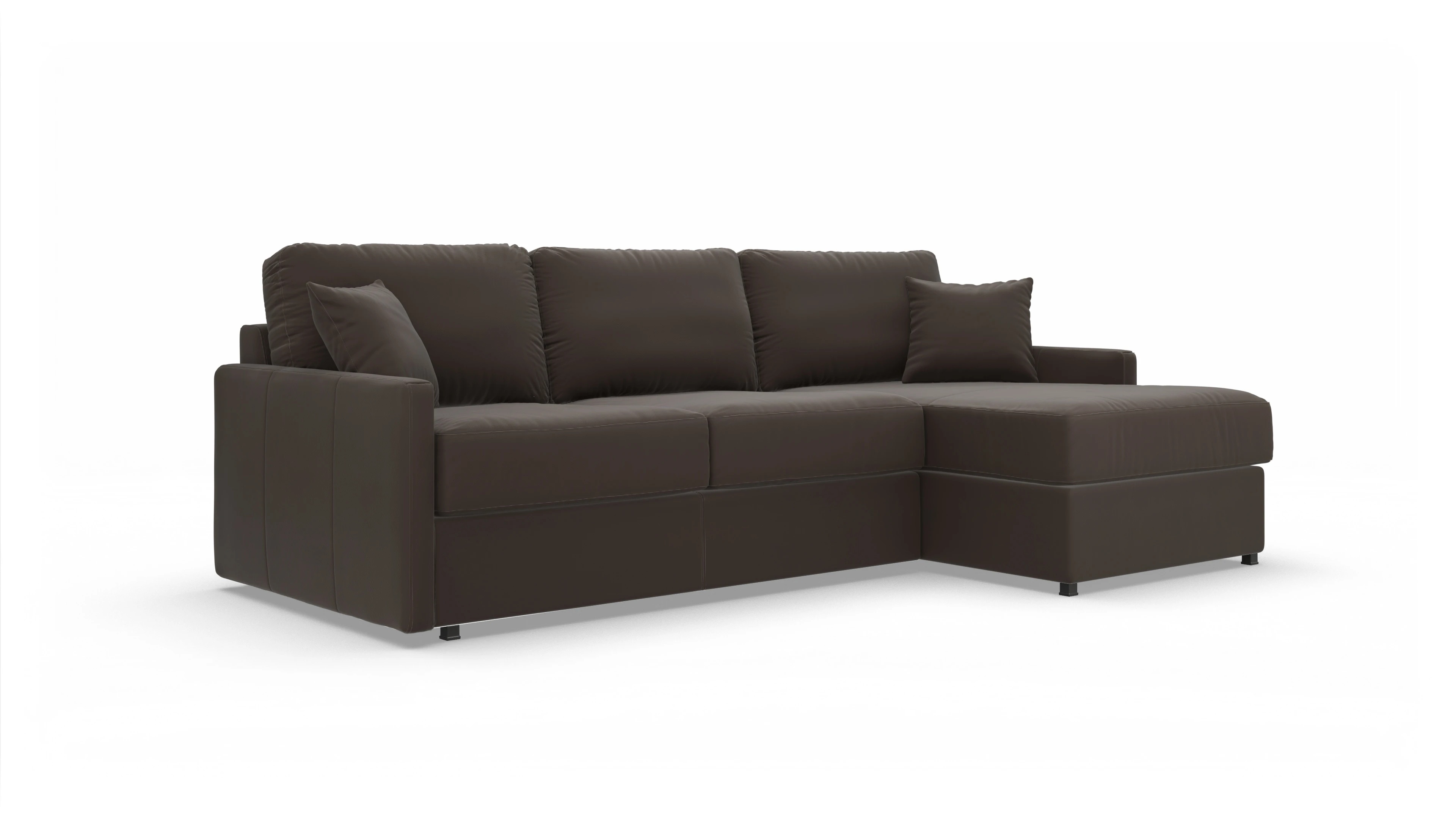 Leder-Schlafsofa Karlstad Ansicht des Produktes Karlstad Sofa mit Rec rechts in Leder braun