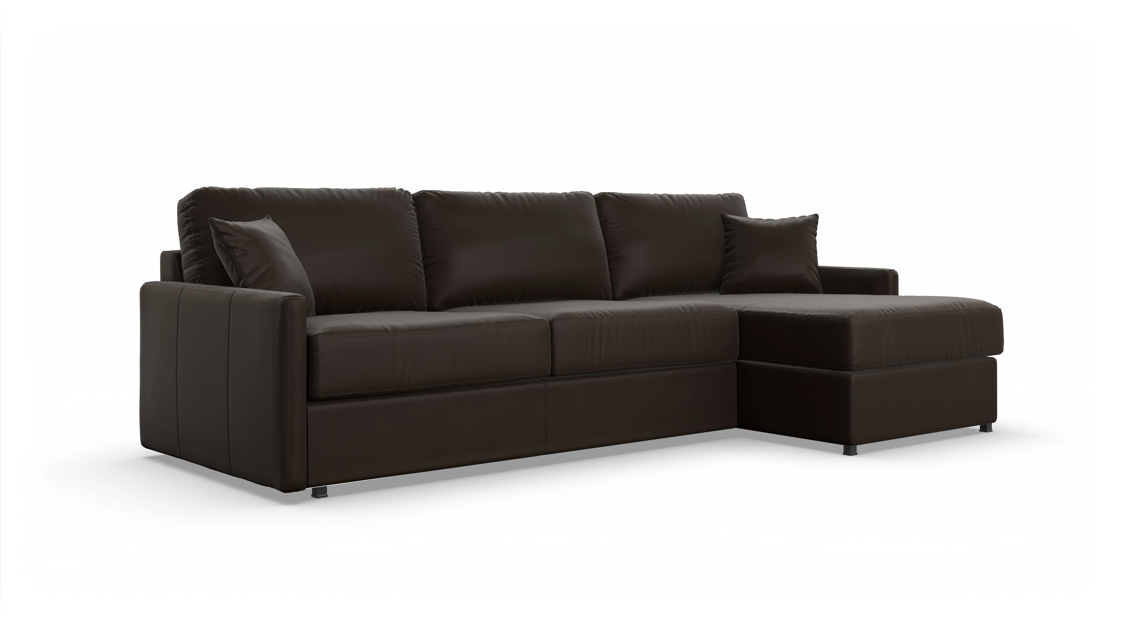 Leder-Schlafsofa Karlstad Ansicht des Produktes Karlstad Sofa mit Rec rechts in Leder braun